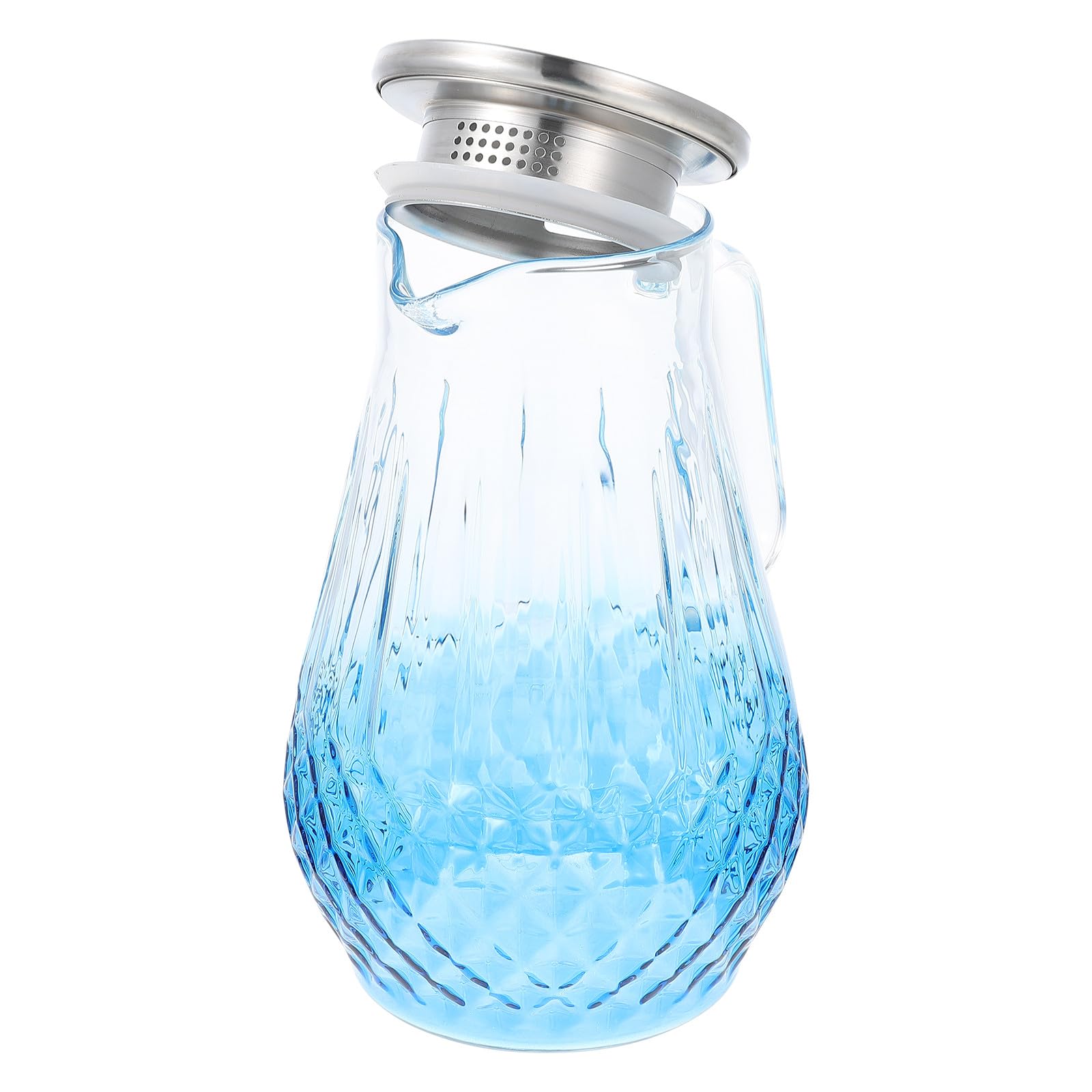 Jarra de Agua Fría de Vidrio Azul 1500ml de Gran Capacidad