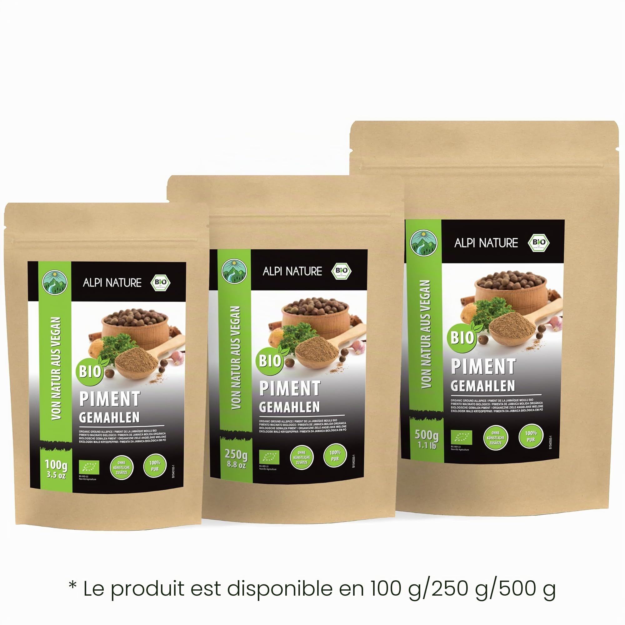 Alpi Nature Piment de la Jamaïque Moulu BIO 500g, Baies de Piment de la Jamaïque Moulues pour la Cuisine et la Pâtisserie