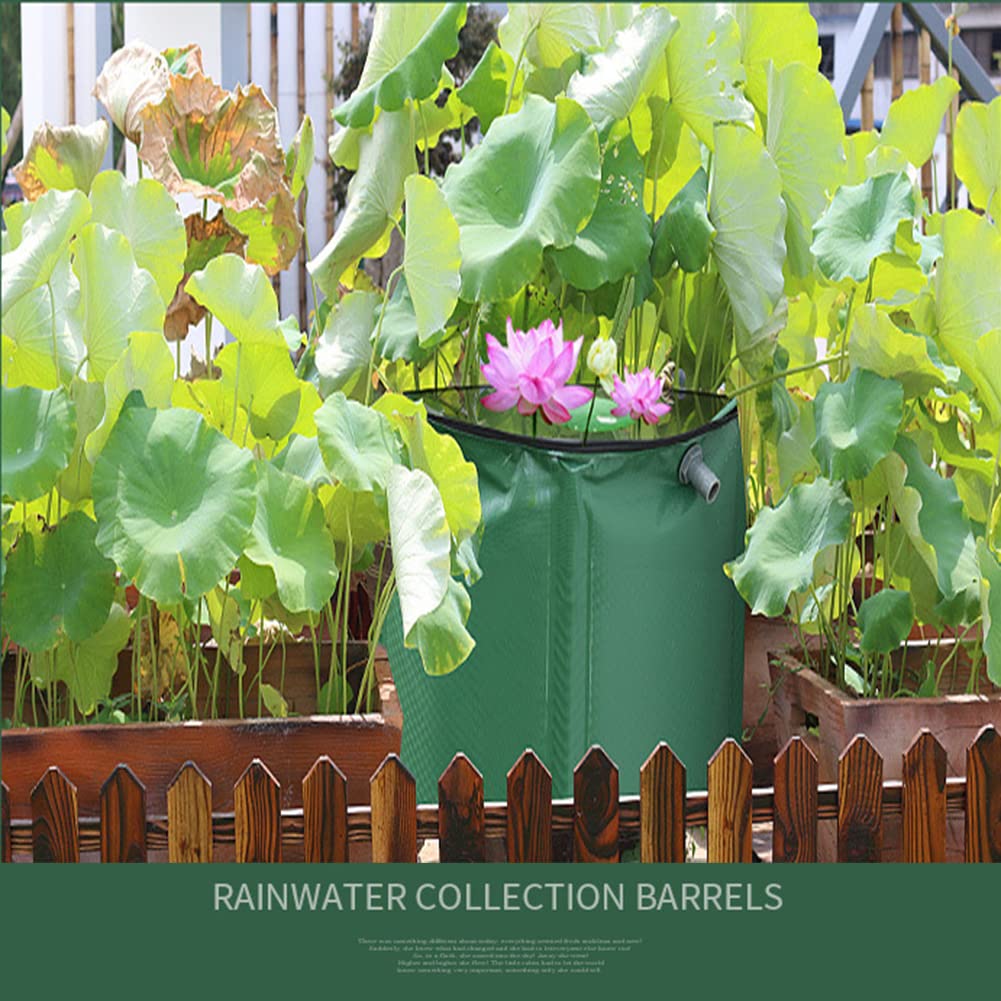 Multifunktion Regentonne, Zusammenklappbar Wassertank, Tragbar Regenwasserfass, Garten Regenwassertank, Mit Filter Hahn Überlauf Bausatz,Grün,43 Gallon