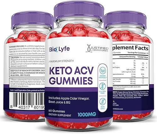 Miniatura 6 de Bio Lyfe Keto ACV Gomitas de fórmula avanzada de 1000 mg Biolyfe Keto Gummies Vinagre de sidra de manzana formulado con jugo de granada remolacha