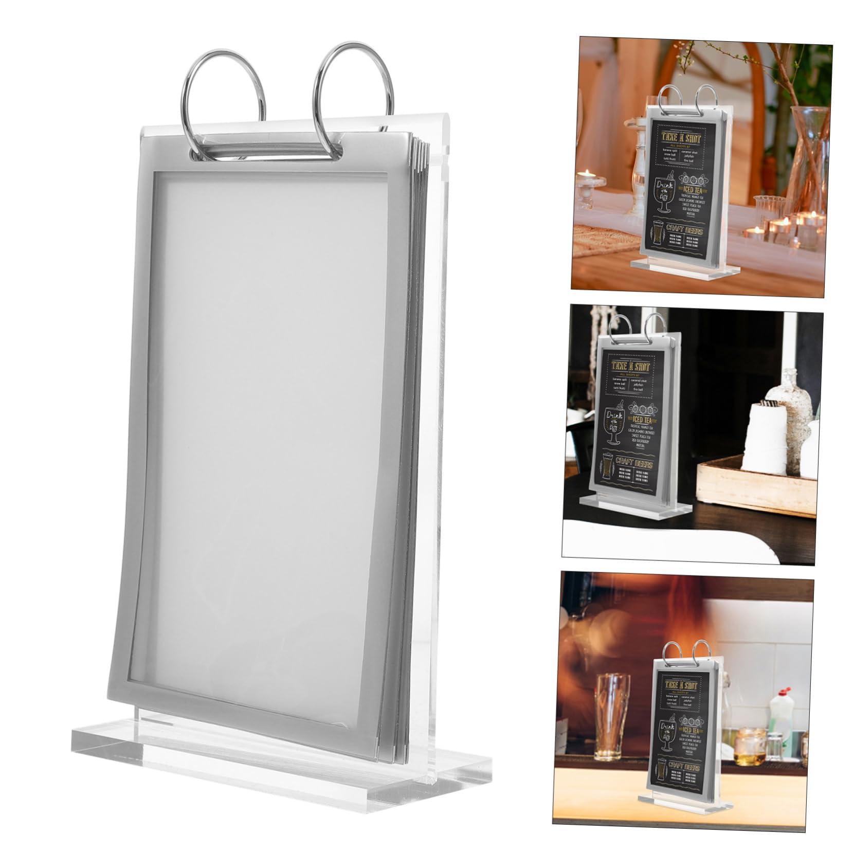 NUOBESTY Lot De 4 Présentoirs De Menu Robustes En Acrylique Avec Base Pour Supermarchés