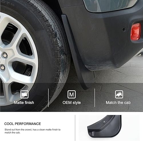 Miniatura 5 de Kiwi Master Aletas de barro compatibles con accesorios Jeep Renegade 2015-2023, protectores de lodo delanteros y traseros resistentes para