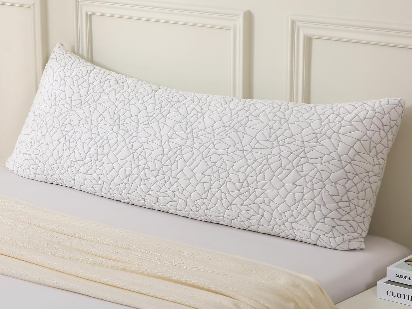 Shredded Memory Foam Full Body Pillow - Cooling Removable Bamboo Rayon Cover Extra Gel Foam Soft-Firm Adjustable for