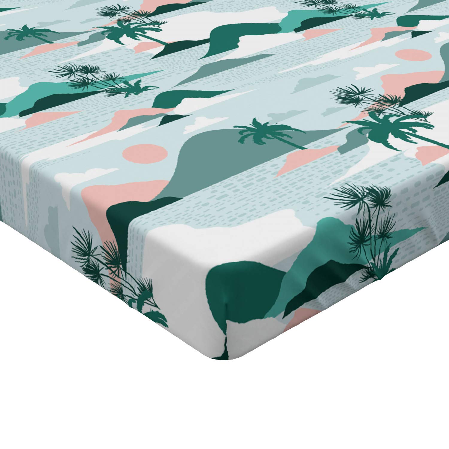ABAKUHAUS Hawaiano Lenzuolo con Angoli, Grunge Palm Trees Arte