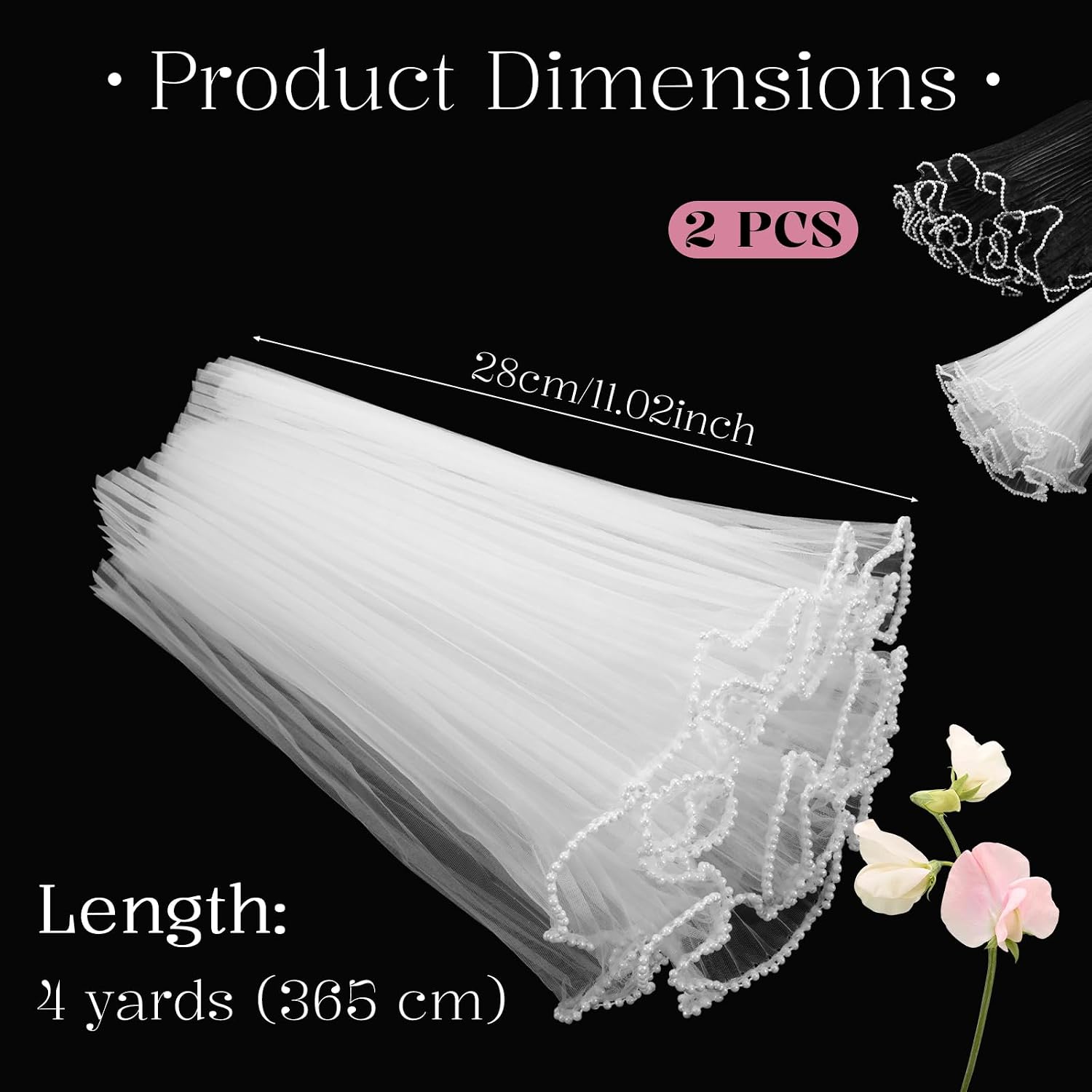 SULIKJHUI 2 Pack 4 Yards Mesh Wrapping Paper for Flowers, Floral Wrapping Mesh, Pearl Meshs for Bouquets & DIY Packaging, Valentine's Day Gift Wrap, Flower Shop Decoration (Black, White)