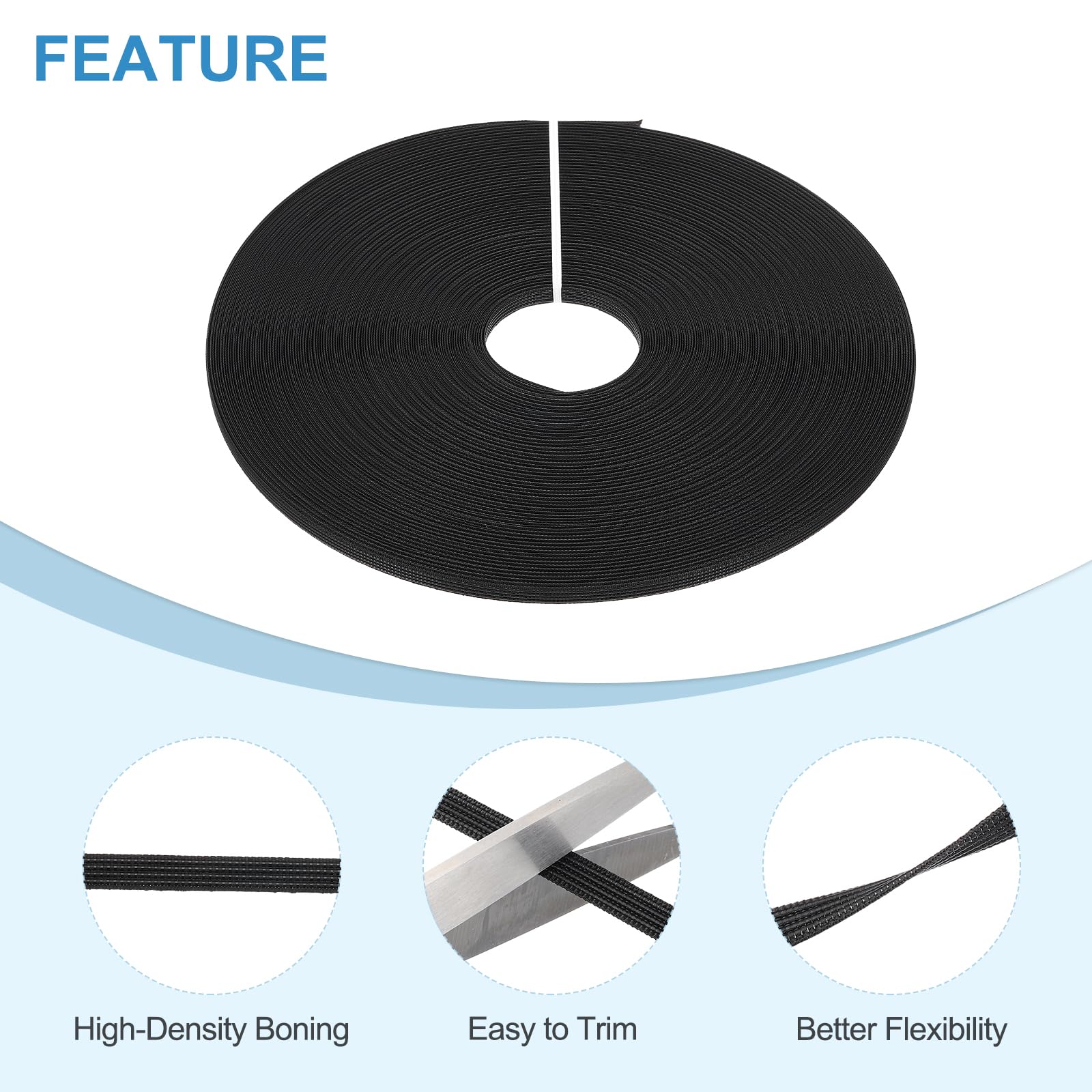 PATIKIL 6mm x 50 Yards Boning for Sewing Set 2 Roll Polyester Low-Density Boning for Handmade Dolls Hats Handbags Wedding Dresses - Image 3