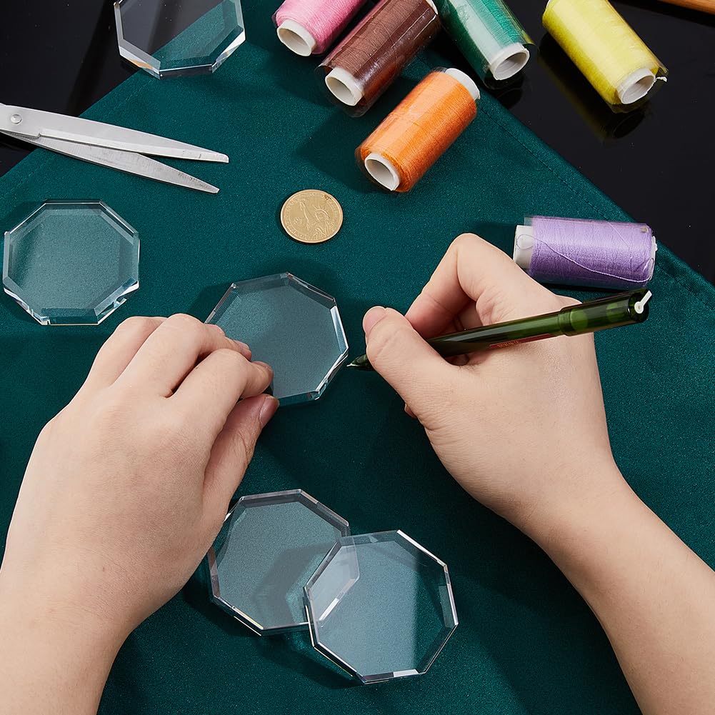 DICOSMETIC 10Pcs Glass Pattern Weights Cloth Sewing Weights 5.55x1cm Small Clear Paper Weight Glass Sewing Accessories for Dressmaking, Pattern Making and Sample Cutting, Octagon - Image 3