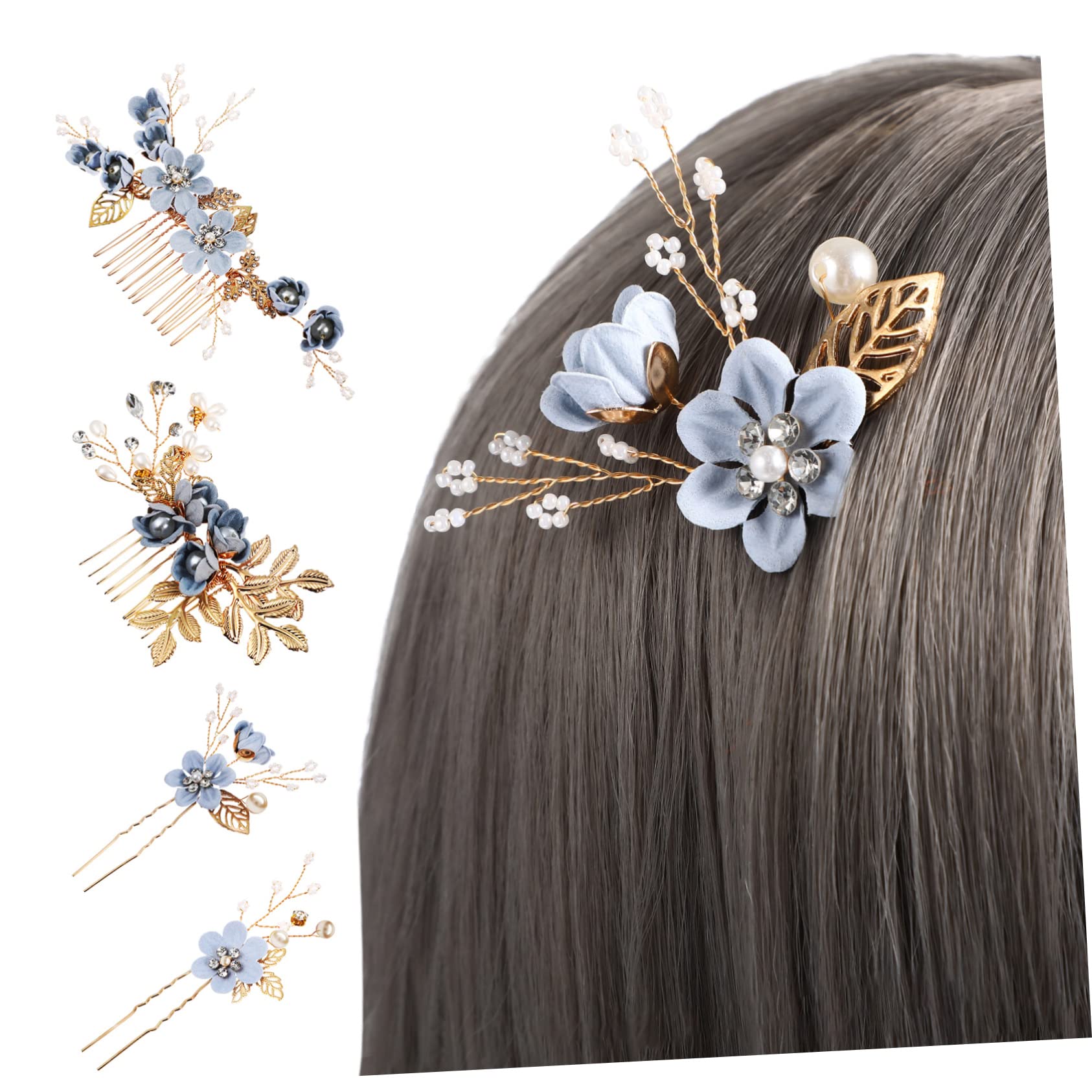 FRCOLOR 2set Spille per Capelli da Sposa Perle Finte e Strass Pettini Laterali e Fermagli per Capelli Eleganti per Matrimonio e Feste