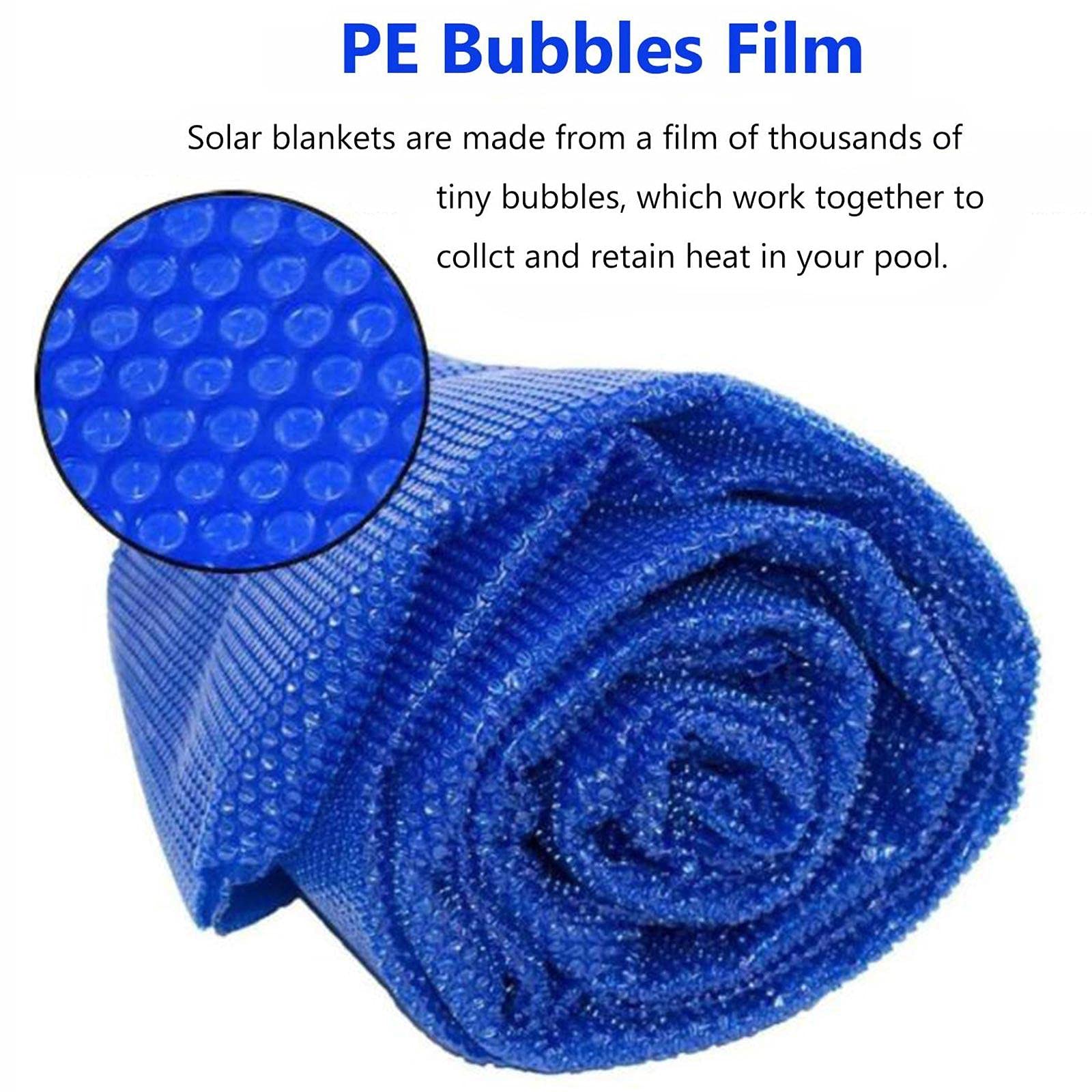 Cubierta Solar 600 μm Cubierta de Burbuja de PE Cubierta Solar para Piscina, Azul-500 cm x 600 cm (16 pies × 19 pies)