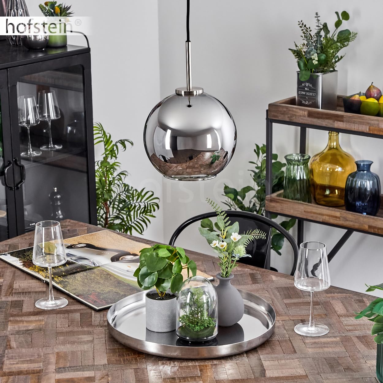 Hanglamp Roma 1-lamp glazen kap rood