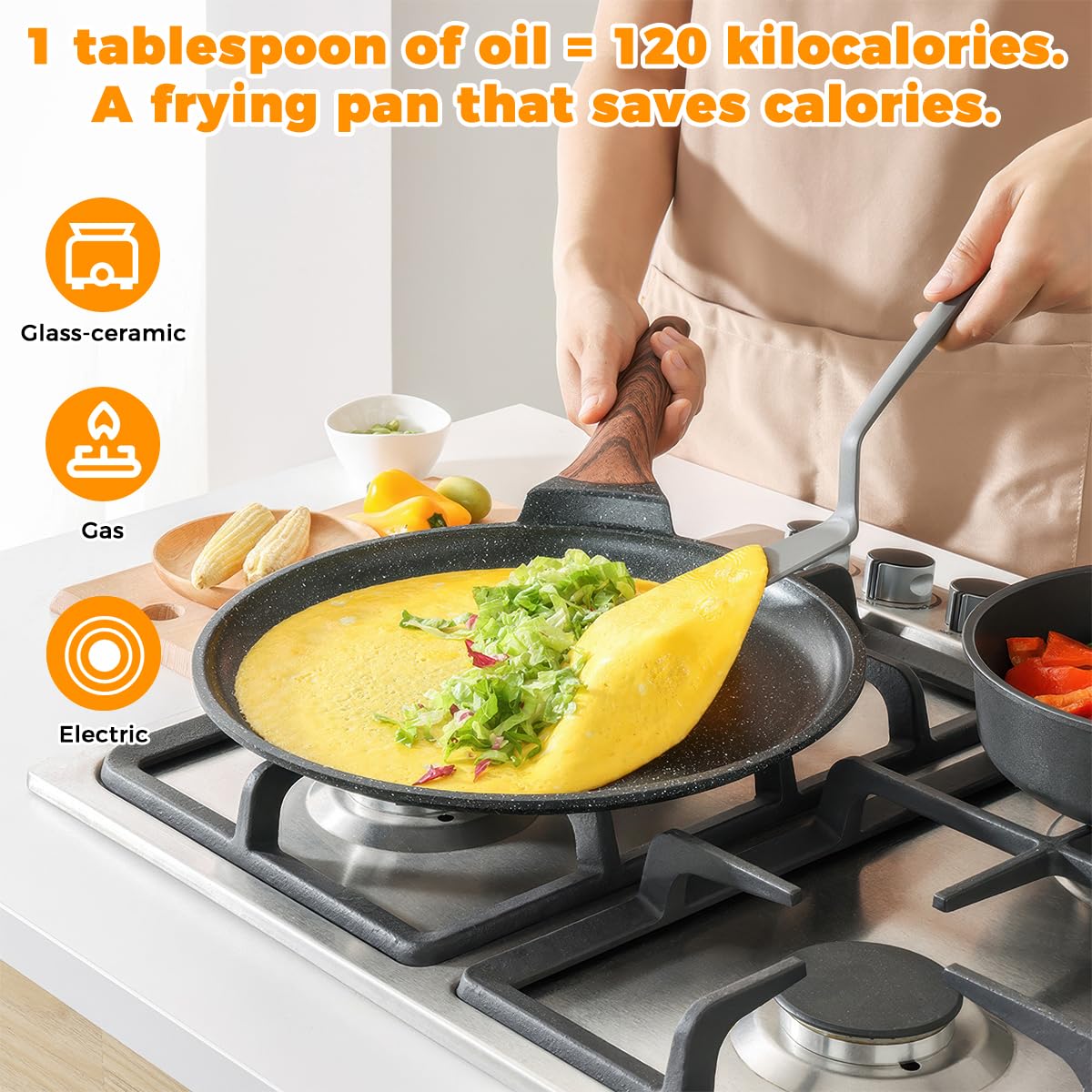 Rairsky Sartén para Crepas Antiadherente,26cm Sartén Antiadherente para Crepes,Crepera Sarten con Esparcidor,Fácil de Limpiar,para Crepes, Pancakes y Tortillas sin PFOA (Color Negro) — view 4