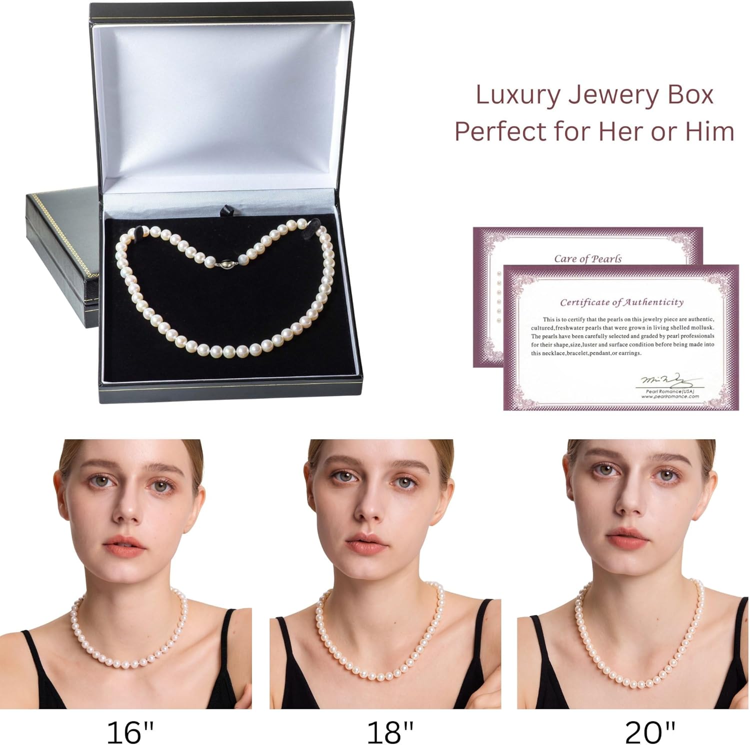 II ROUND PEARL II Real Pearl Necklace for Women Ivory Beige Cream White Pearls Jewelry Men Cultured Freshwater Sterling Silver Wedding - Image 5