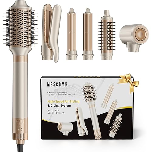 6-in-1 Hot Air Styler – Hair Dryer & Versatile Air Styler with Straightener, Auto Curler, Volumizing Brushes, Frizz-Free Hair Styler for Straighting, Curling, Smoothing & Adding Volume, Gift for Women