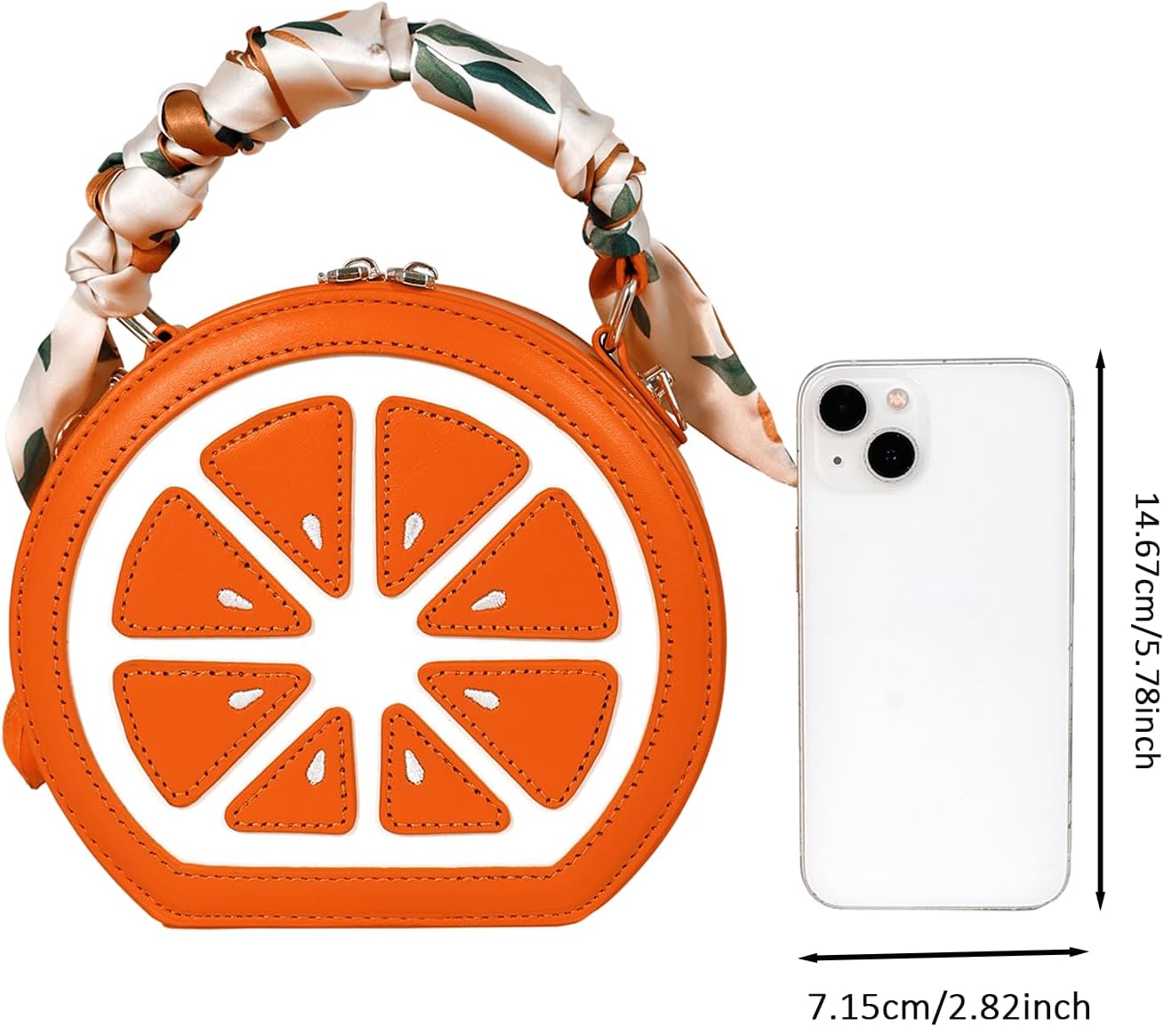 Lemon Purse Cute Fruit Shaped Bag with Charm Scarf 3Pcs Fun Novelty Crossbody Shoulder Handbag Top Handle Clutches for Women - Image 6