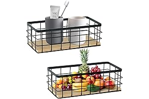House Container Home With Bathroom - Sturdy Metal Storage Baskets with Rustic Wood and Wire