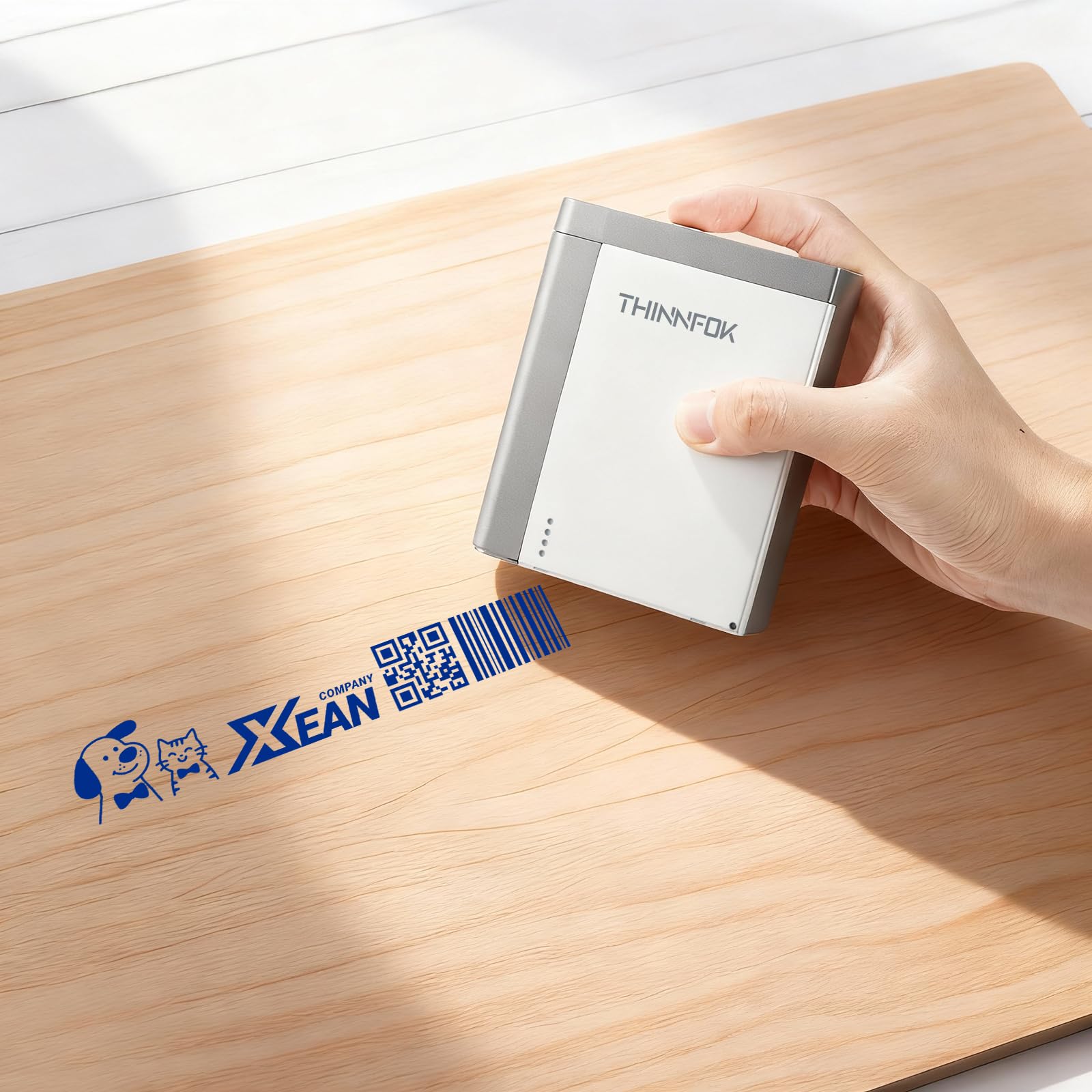 Mini-Handdrucker, tragbarer Tintenstrahldrucker, Druck auf Papier, Holz, Kunststoff, Metall, Kleidungsglas, App für individuellen Text, Barcodes, QR-Code, Barcode, Bilder, Logo, Etikett (blaue