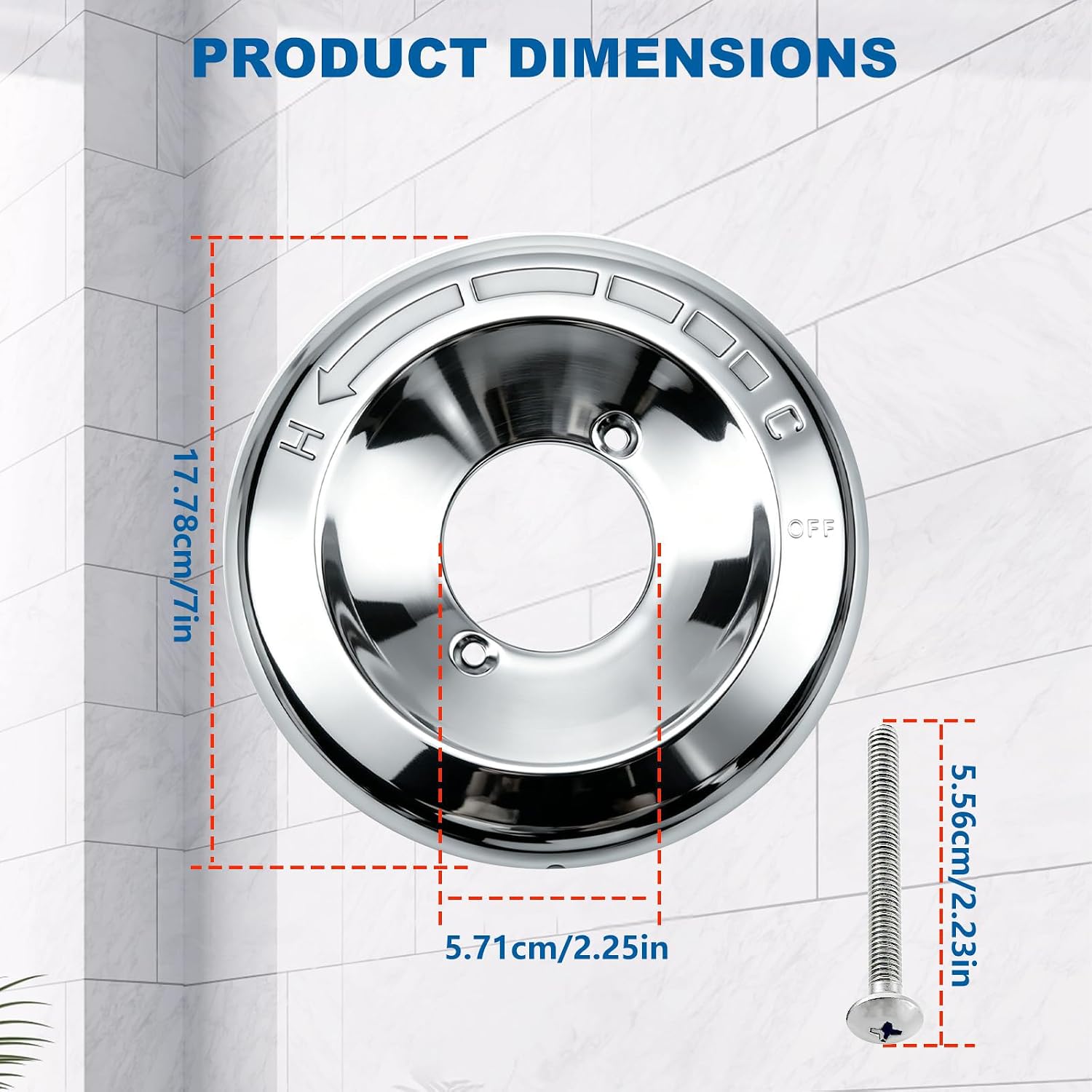 Bathroom Repair Set Shower Trim Plate Replacement, Stainless Steel Round Escutcheon for Single Handle Control Opening, 2 Screws Included