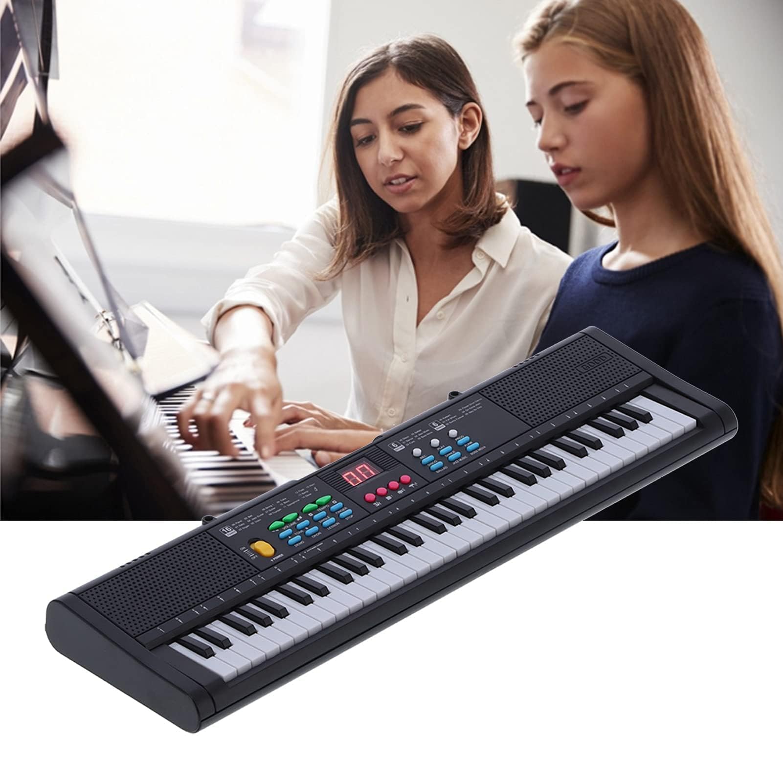 Strumento per Pianoforte a Tastiera, Multifunzionale Digitale Elettrico a 61 Tasti con Microfono MQ6186