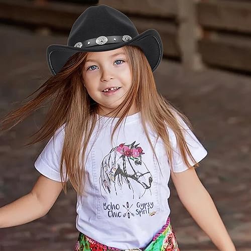 Miniatura 2 de Western Cowboy Cowgirl Hat for Kids Boys Girls Felt Fedora Hats (for Kids 3-6 Years)