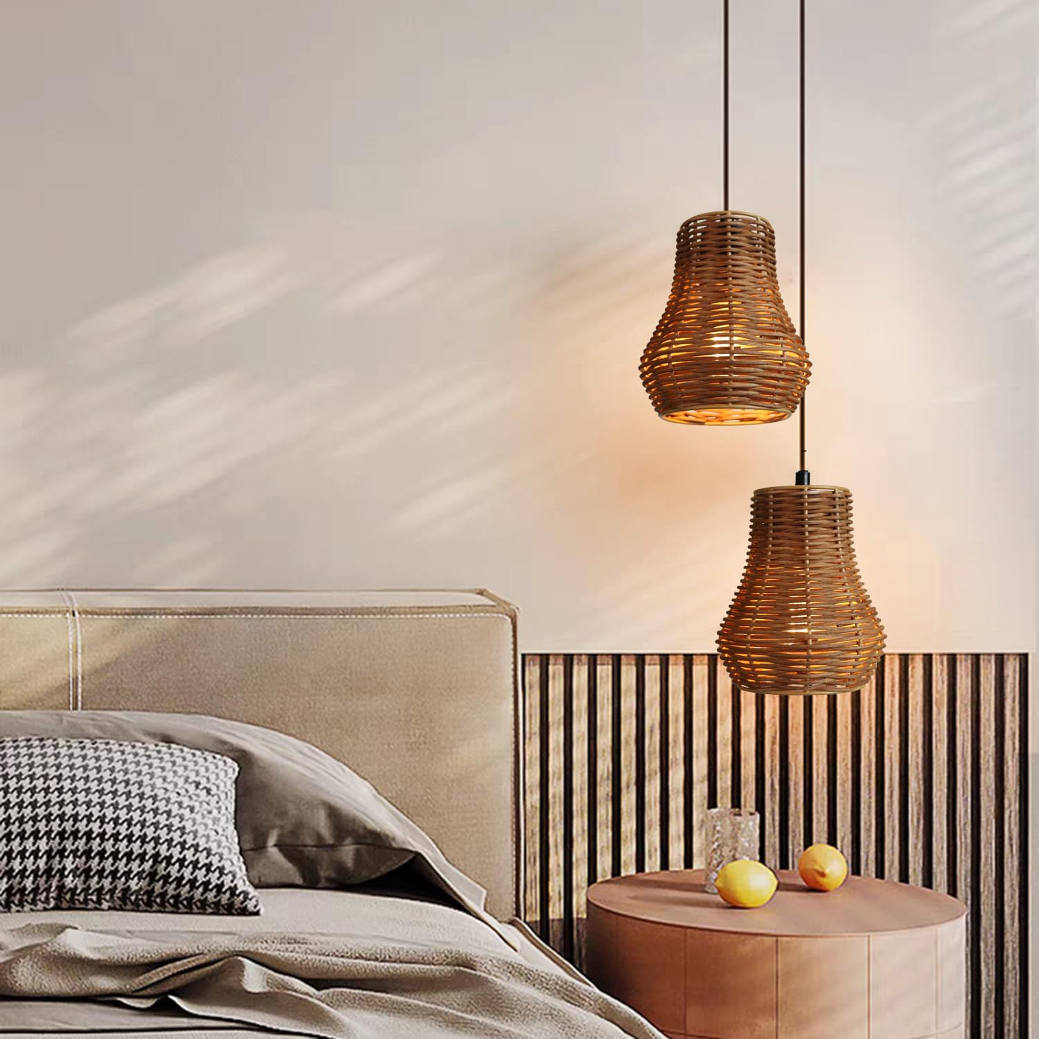 Klosz rattanowy do lampy wiszącej, kinkietu i lampy stołowej, styl boho, akcesoria do lamp DIY, 3 sztuki kloszy