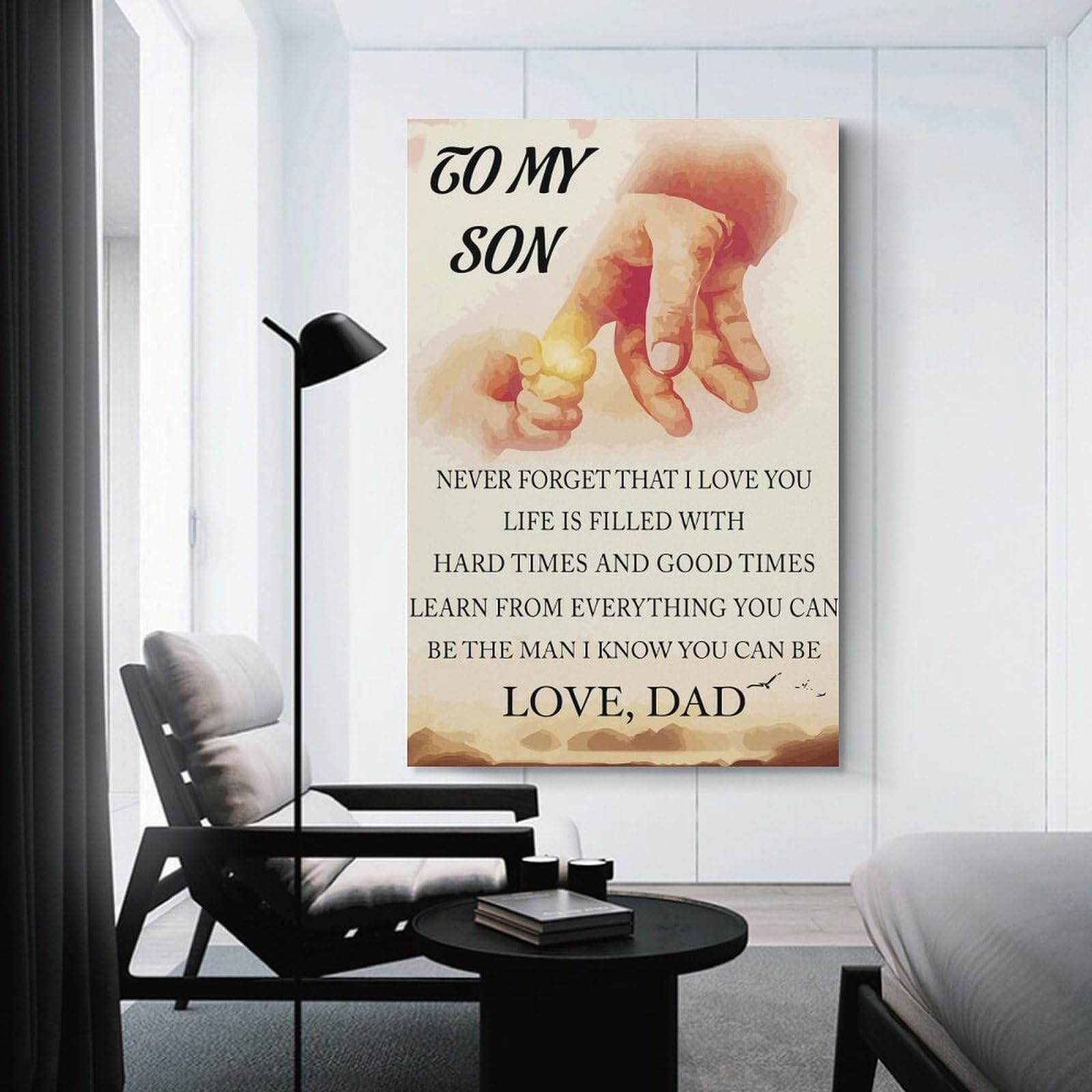 Junmoney DAD TO SON Wall Picture Print, 24x36inch(60x90cm), for Apartment Walls, Studios Or Work Areas, Stylish Wall Art for Fresh Spaces