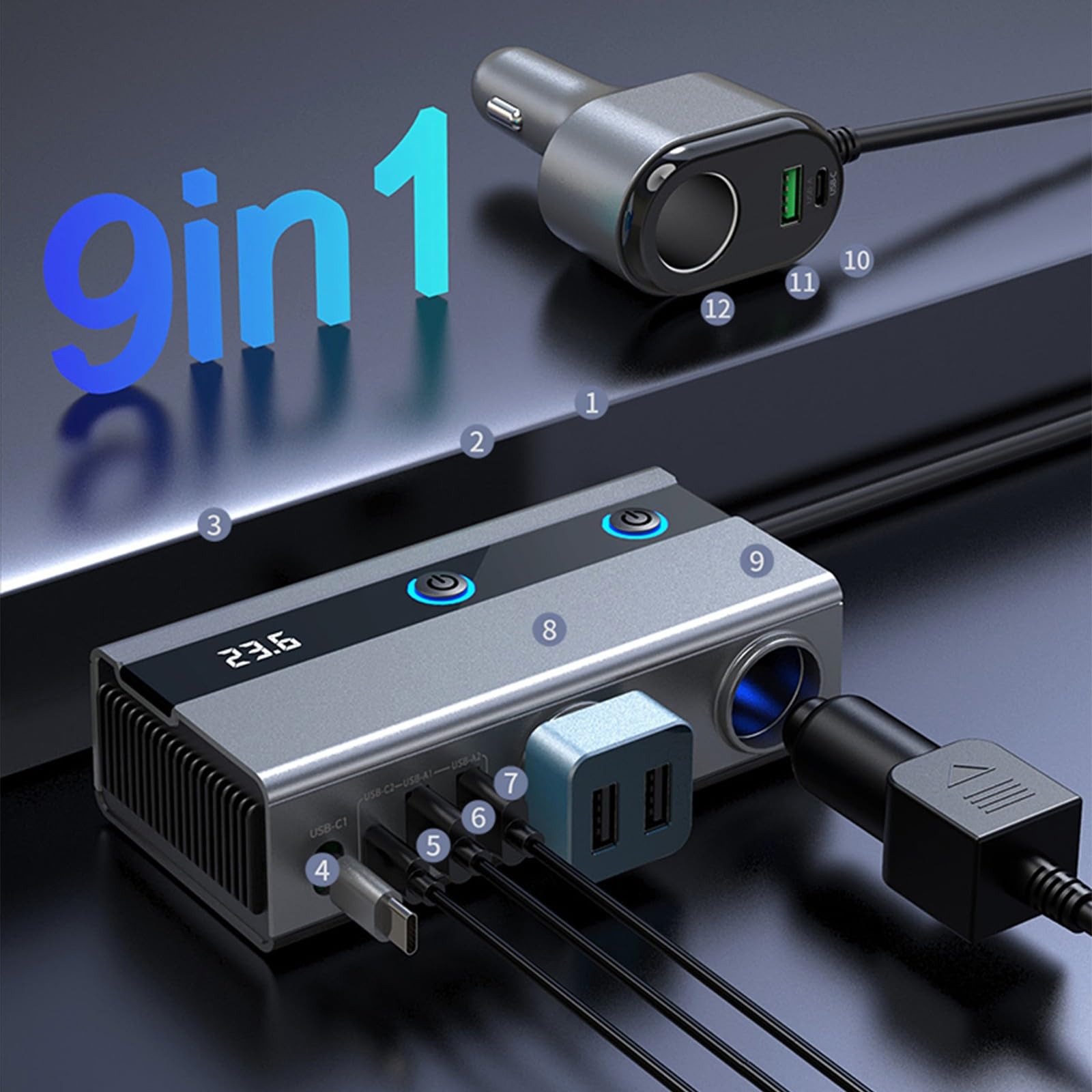 Protections intelligentes MultiPort Adaptateur de charge de voiture avec 3 prises USB Charge sûre dans les voitures et camions
