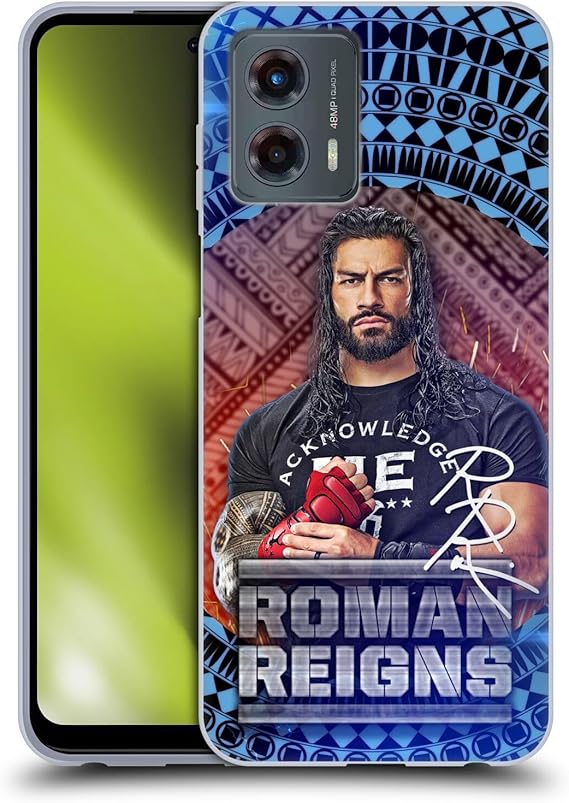 Head Case Designs Officially Licensed WWE Tribal Pattern Roman Reigns Soft Gel Case Compatible with Motorola Moto G (2023)