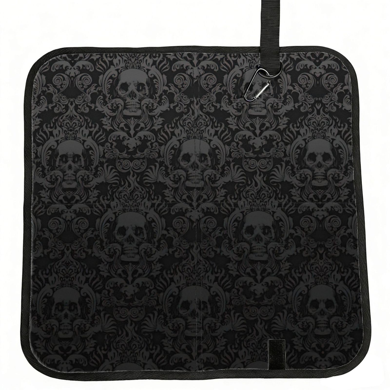 OKFSTY Gothic Wallpaper Skull Print Fold Away Seat Cushion Portable Outdoor Pad Polyester Bleacher Bench Mat Travel Picnic Pad