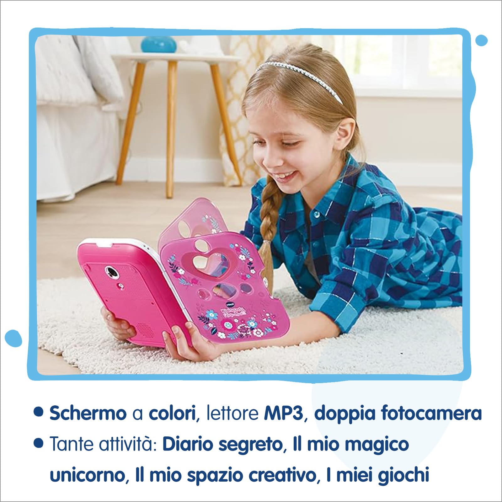VTech KidiSecrets Selfie Music 2.0, Diario Segreto Interattivo per Bambini con Doppia Fotocamera e MP3, Diario Elettronico con Schermo a Colori e Tastiera, Lingua Italiana, Batterie Incluse, 6-12 Anni