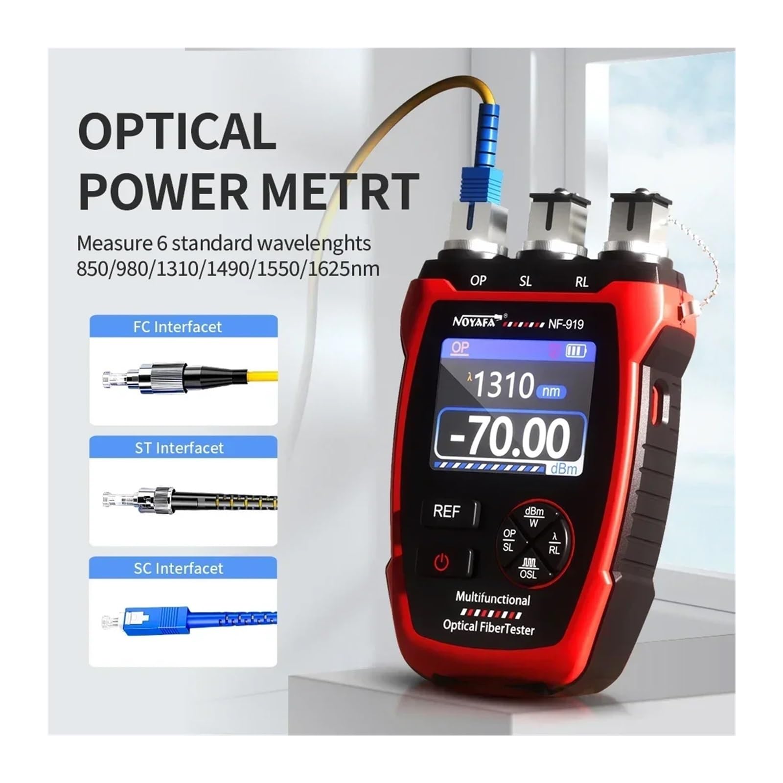 NF-919 3 W 1 Miernik Światłowodowy Lokalizator Uszkodzeń Wizualnych Mocy REF/OPM Tester Kabli Światłowodowych Na Światło Czerwone Uniwersalny