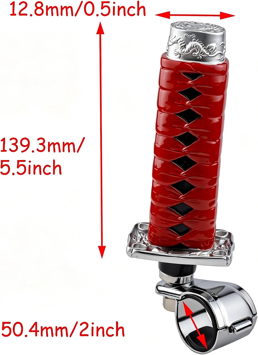 Lunsom Steering Wheel Spinner Knob,Turning Asisting Power Handle Suicide Knobs with Tractors, Forklifts, Lawn Mowers,Red