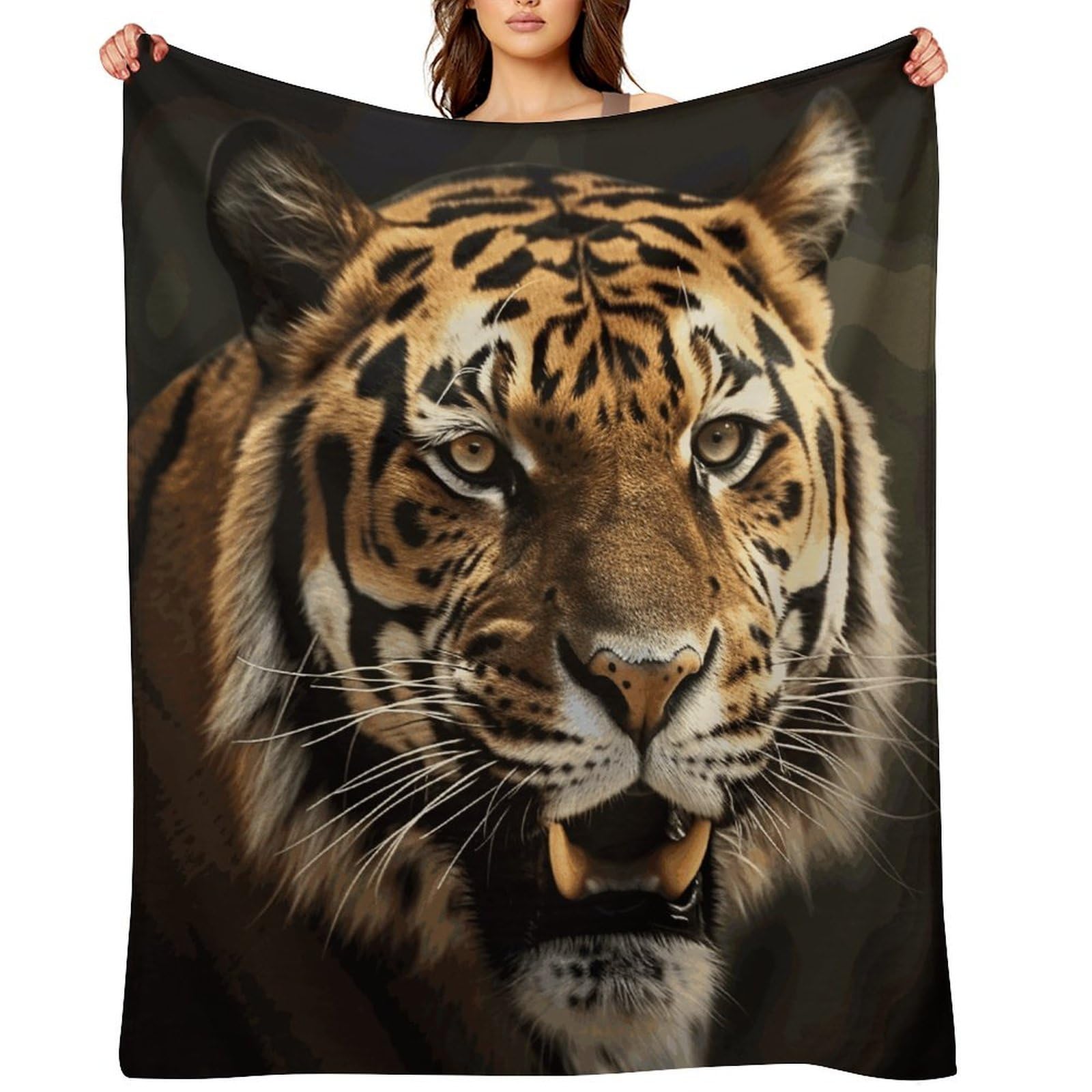 Tiger Blankets Flannel Soft Blanket for Couch Warm Cozy Throw Blankets Fashion Bed Blanket Thick Bath Towel Bedspread Tapestry for Home Supplies Gift 60"x80"