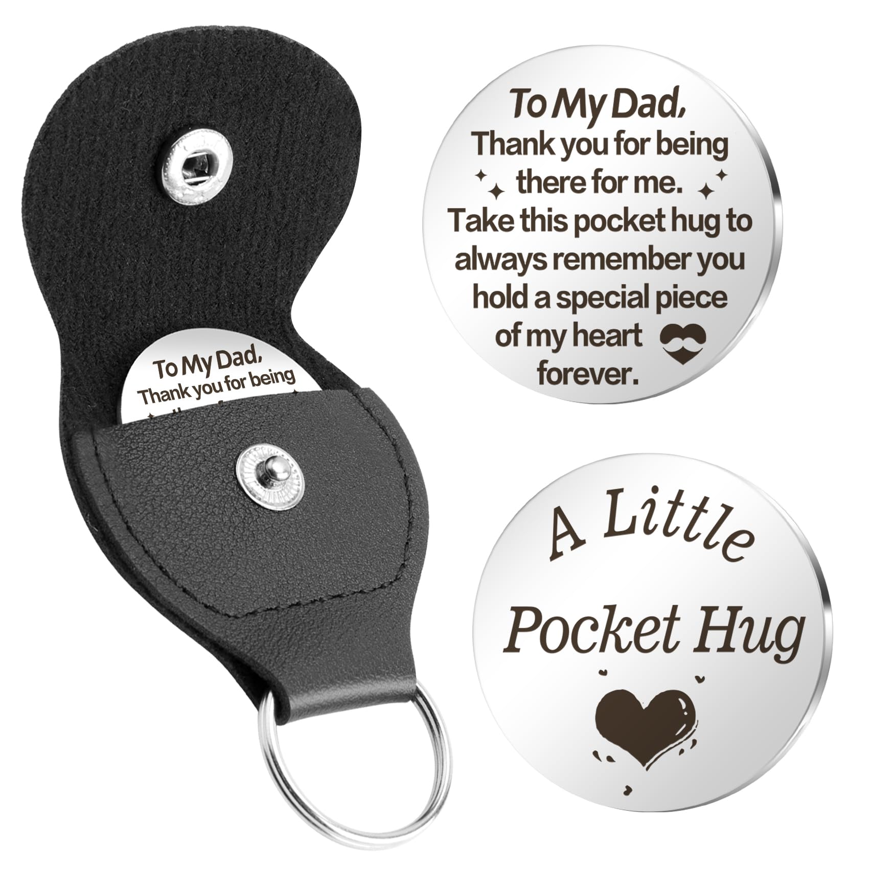 Pocket Hug Token Keychain Gifts for Dad - Thank You & Long Distance Gifts for Fathers Day & Christmas