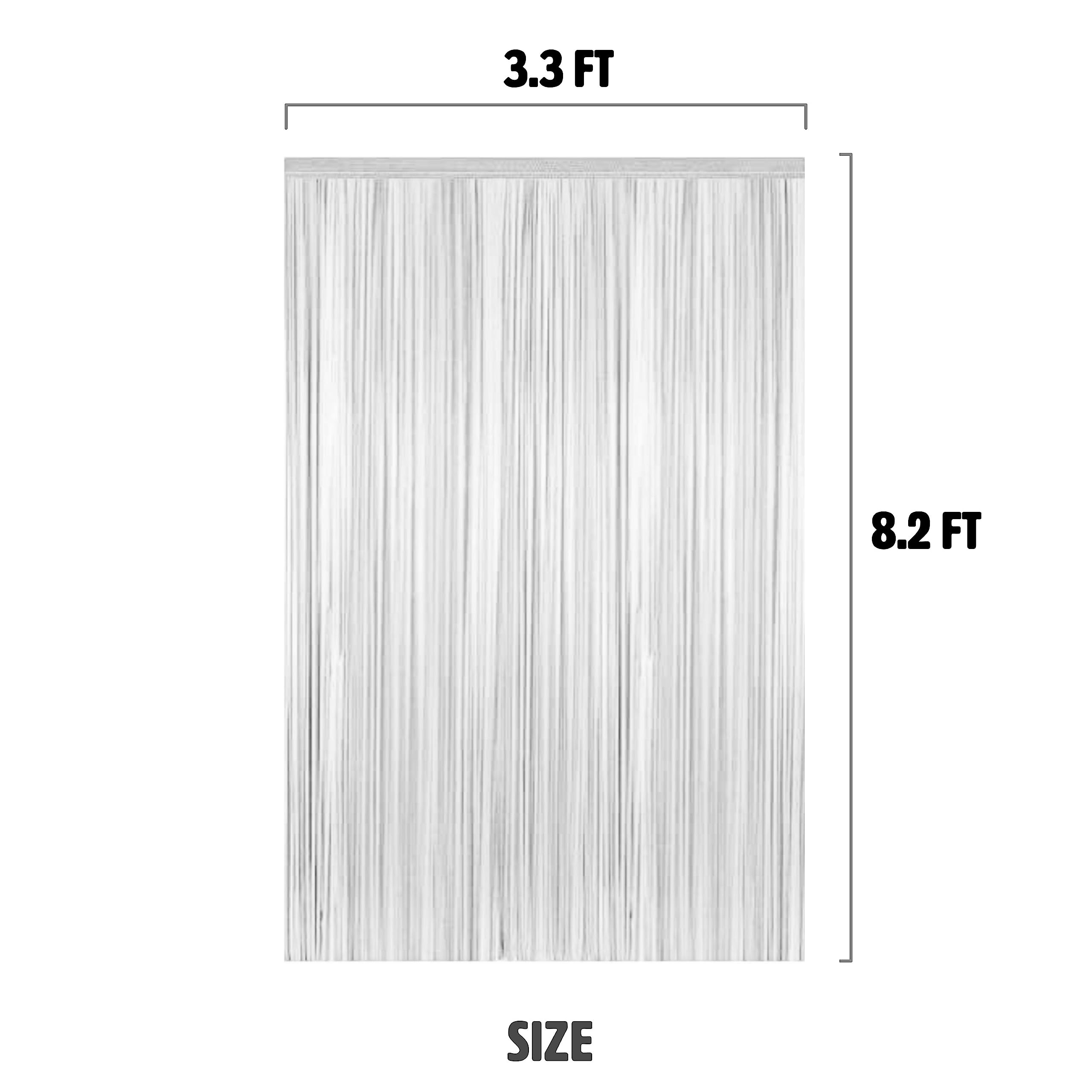 Just Party Pack of 2 Fringe Curtains Super Shiny (3 x 6 Feet each) for Boy Girl/Mother Father/Husband Wife/Brother Sister/Kids/Friend Birthday Party Decoration Kit, White 1