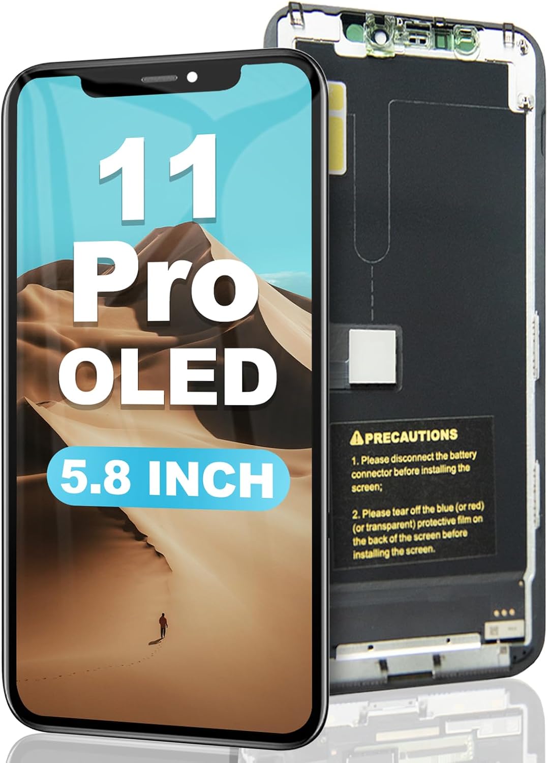 EFAITHFIX for iPhone 11 Pro Screen Replacement OLED [NOT LCD] 5.8 Inch Display 3D Touch Screen Frame Assembly Full HD Digitizer Compatible with Model A2160,A2215,A2217 with Waterproof Adhesive,No Tool