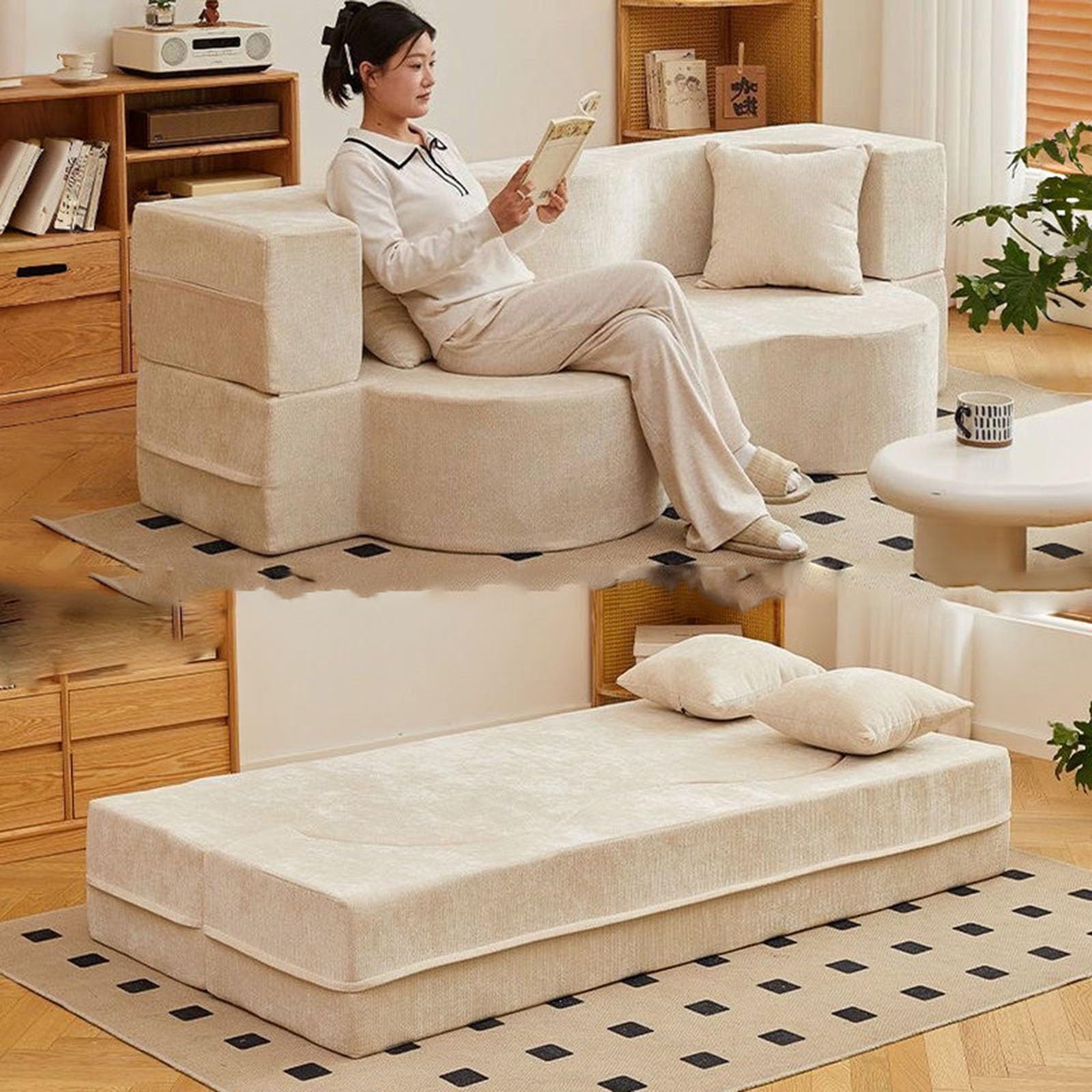 Divano Letto Pieghevole Divano Letto Convertibile Con Imbottitura In Schiuma Ad Alta Densità(Grey,150 * 100cm)