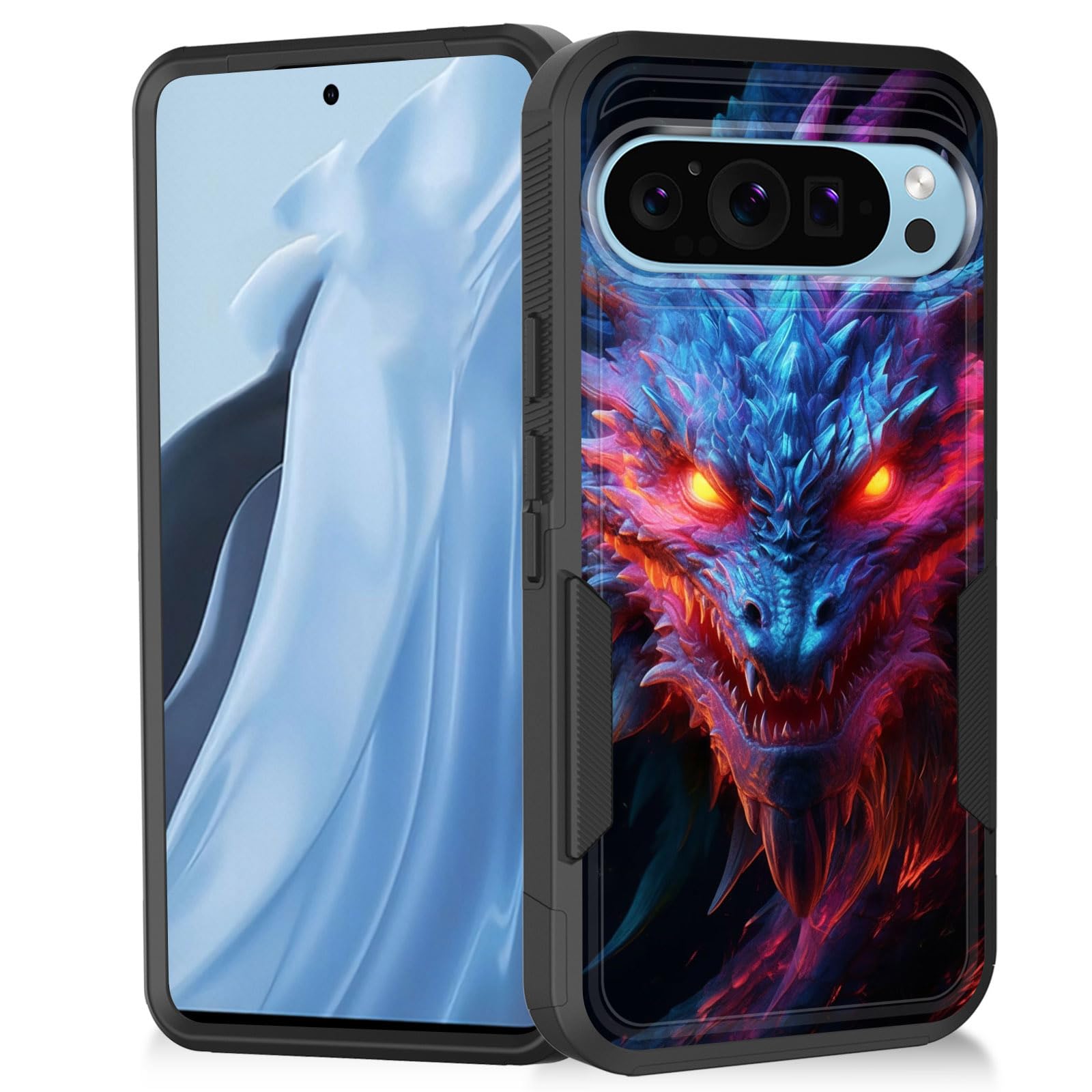 Vobber for Pixel 9/Pixel 9 Pro Case,Heavy Duty Dual Layer Hybrid Hard PC Soft Rubber Shockproof Protective Rugged Bumper C...