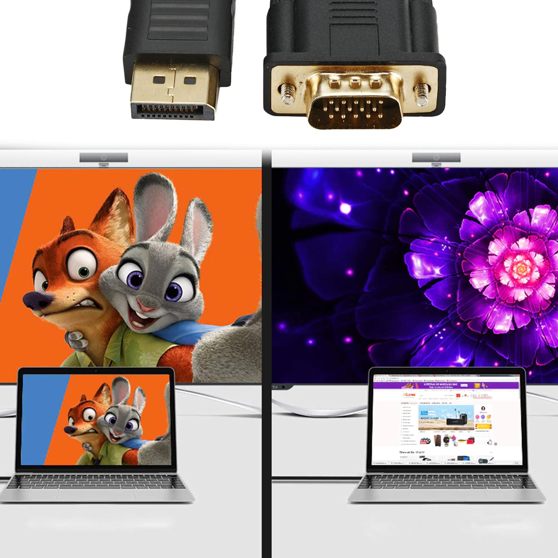 Retoo Cavo da DisplayPort a VGA da 1,8 m, 1080p 60Hz, Full HD, cavo DP a VGA placcato in oro, compatibile con Dell, Lenovo, laptop, PC, TV, Windows, nero, 1920x1080 / 1920x1200
