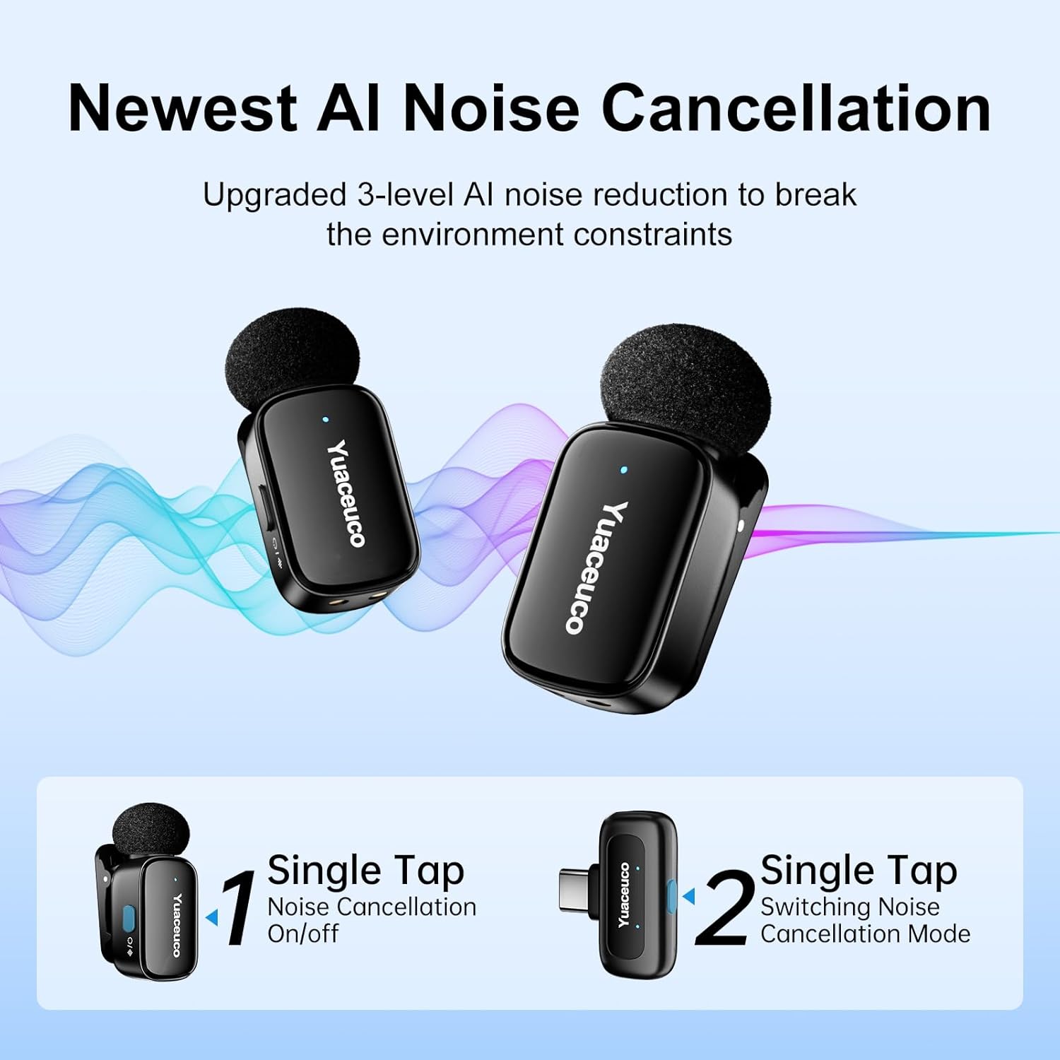 Mini Wireless Lavalier Microphone for iPhone/Android, Lapel Mic with Noise Reduction, AI Voice Changer, 30h Charging Case, Plug & Play Mini Mics for iPhone Vlogging, Video Recording