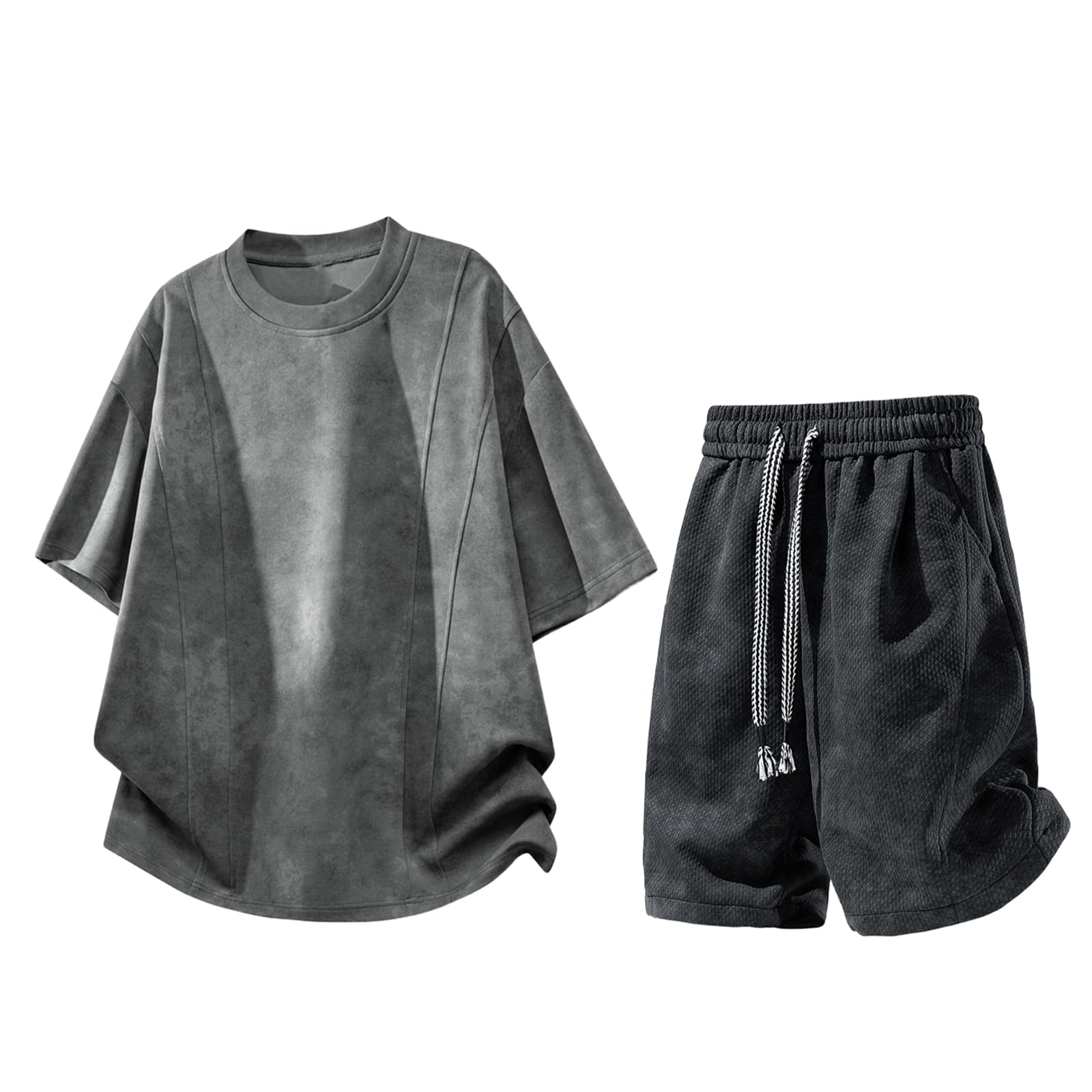Męski dres do biegania z krótkim rękawem T-shirt szorty weekendowe dojazdy do pracy, 2-częściowy zestaw na lato