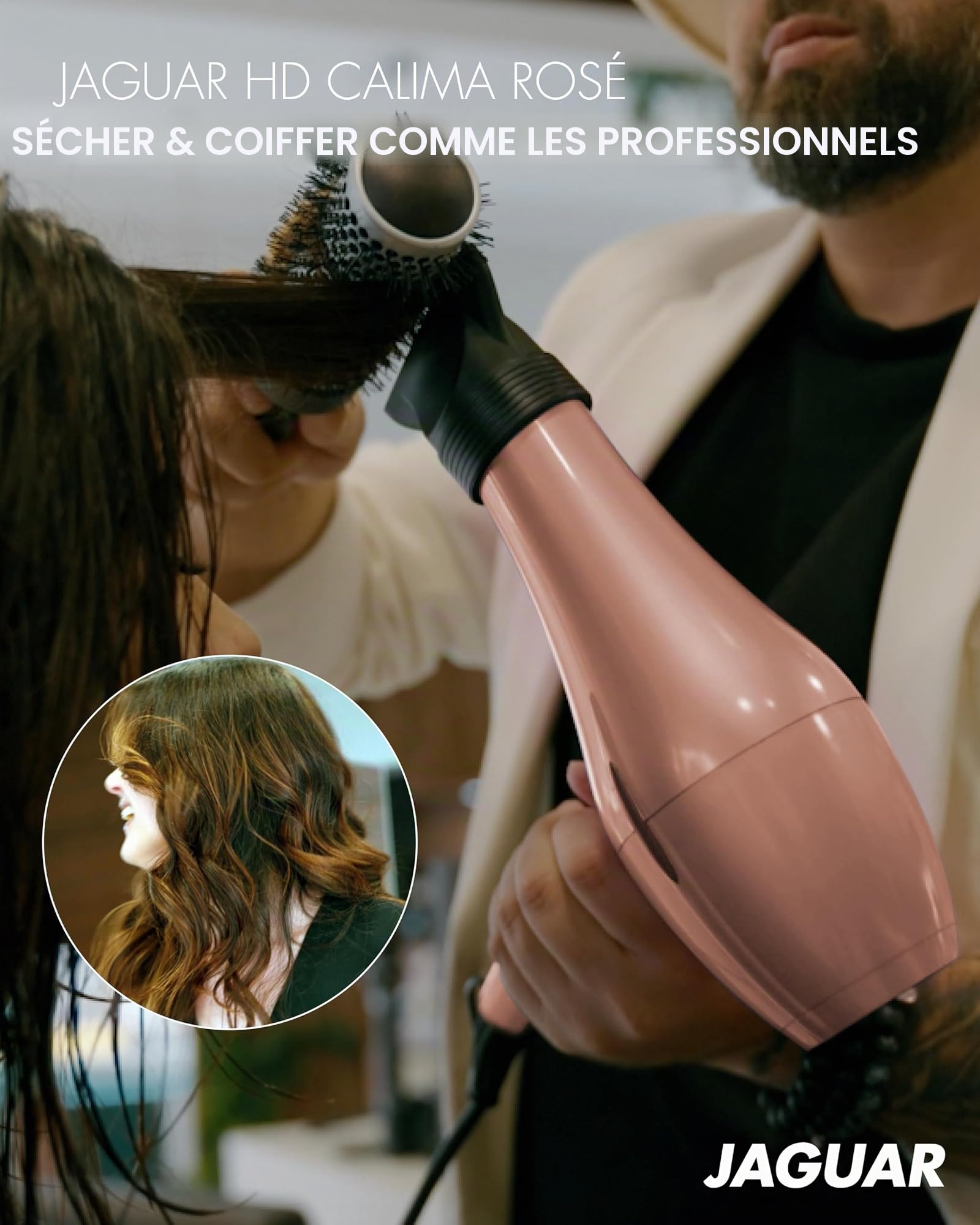 JAGUAR Sèche-cheveux HD Calima Rosé - Puissant sèche-cheveux professionnel avec bouton froid instantané et réglages individuels de chauffage et de soufflerie pour des styles uniques