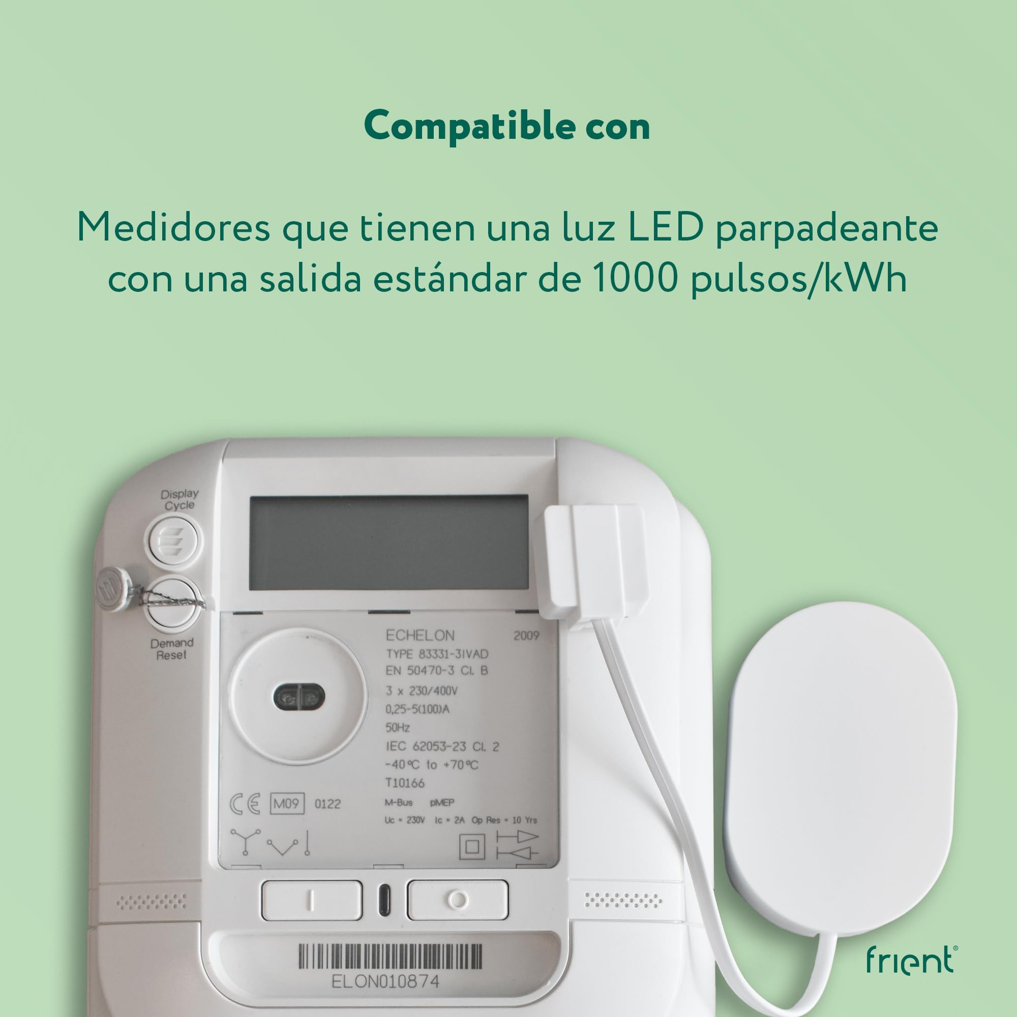 frient Interfaz de contador inteligente 2, LED - Zigbee | Interfaz para contadores de electricidad con pulsos LED - Homey, Home Assistant y SmartThings