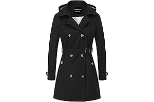 Chic Belted Double-Breasted Women's Pea Coat with Detachable Hood