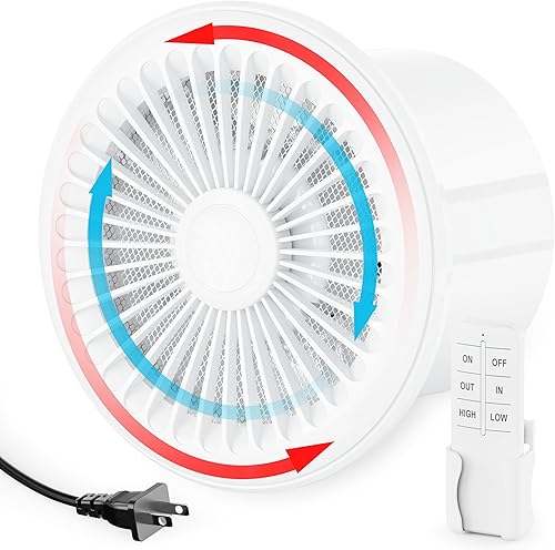 HG Power Ventilador de escape reversible de 6 pulgadas con control remoto, ventilador de escape bidireccional con pantallas de malla, pequeño