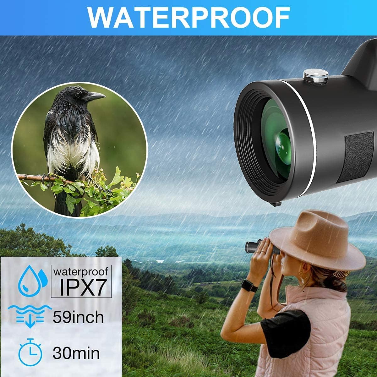 Topmeg Monocular Telescope, 40X60 HD Monocular Telescope Night Vision Waterproof Telescope Monocular for Adults with Smartphone Holder & Tripod for Bird Wildlife Hunting Camping Travelling : Electronics