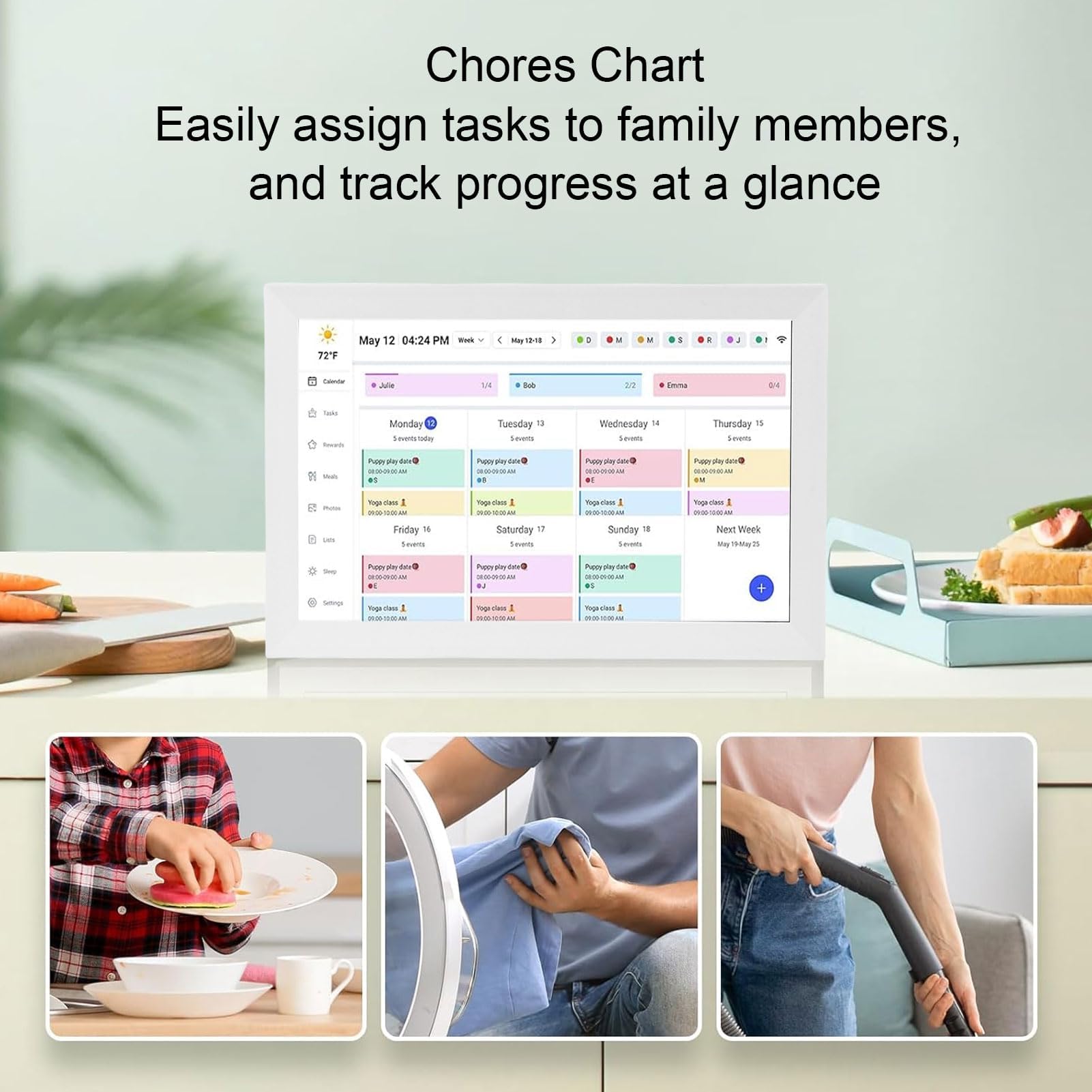 Calendrier numérique, tableau des tâches du calendrier électronique avec écran tactile interactif Smart IPS HD, planificateur WiFi et tableau des tâches pour maman, cadeau pour papa 10.1''