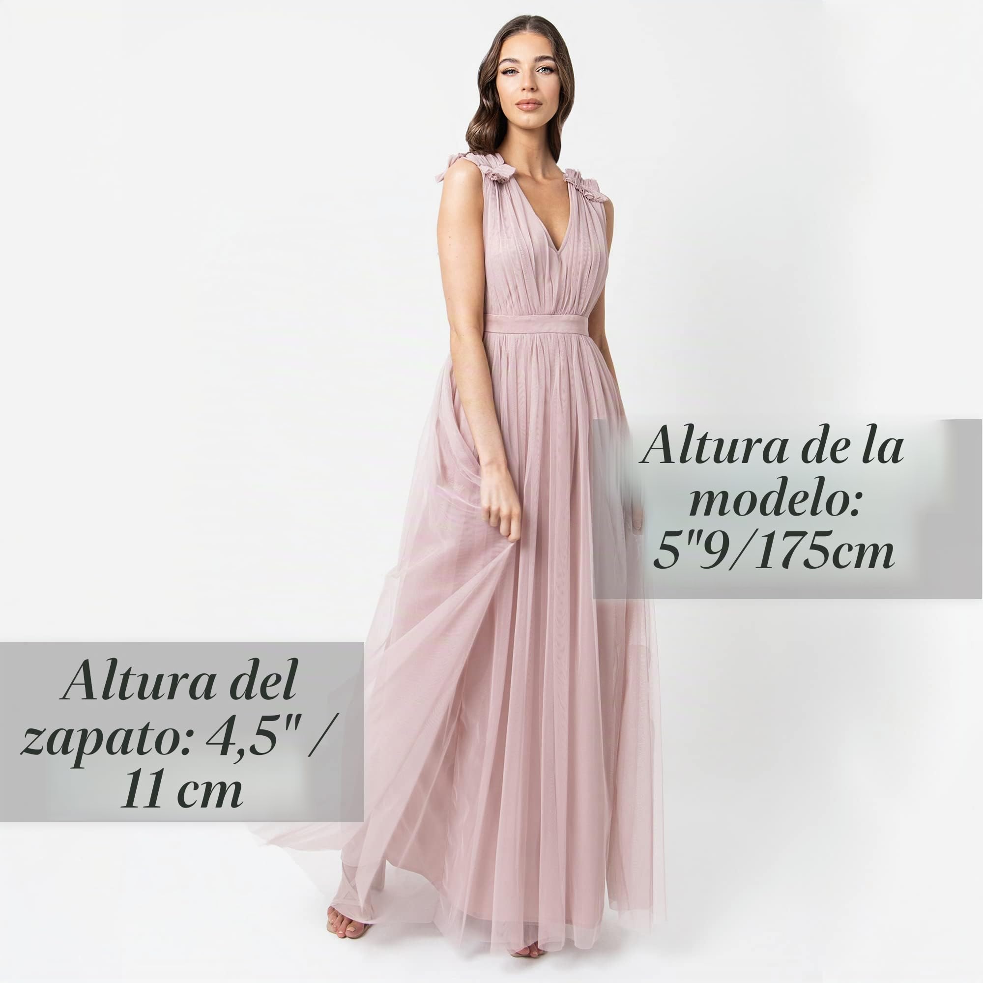Maya Deluxe Maya Deluxe Maxivestido con Detalle de Volantes En Los Hombros Vestido de Dama de Honor Mujer