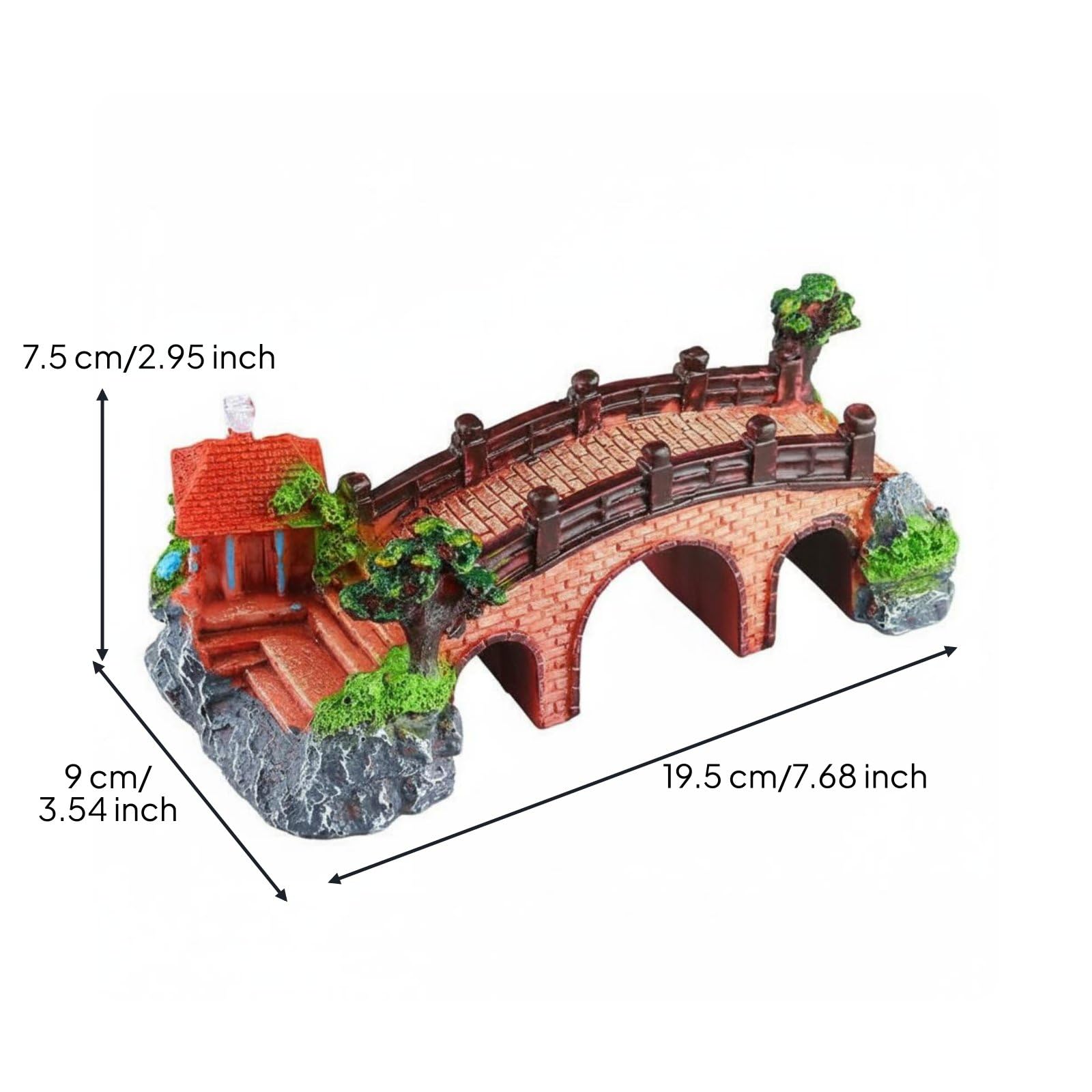 Aquarium Mountain Ornament Aspetto Naturale Aquatic Landscape Rock Decoration Resin Ornamento Acquatico per Acquariofili, Ponte A Tre Fori Grande