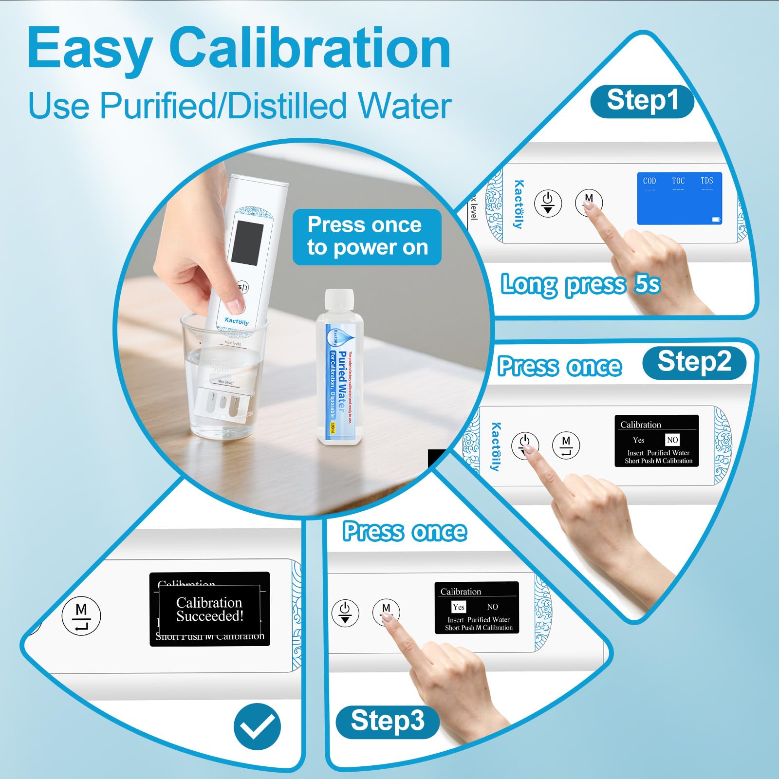 Testeur d'eau numérique 6 en 1 pour eau potable, qualité laboratoire, TOC/COD/EC/UV275/Temp/TDS Testeur d'eau numérique pour la maison, le camping-car, le camping, puits, l'eau du robinet