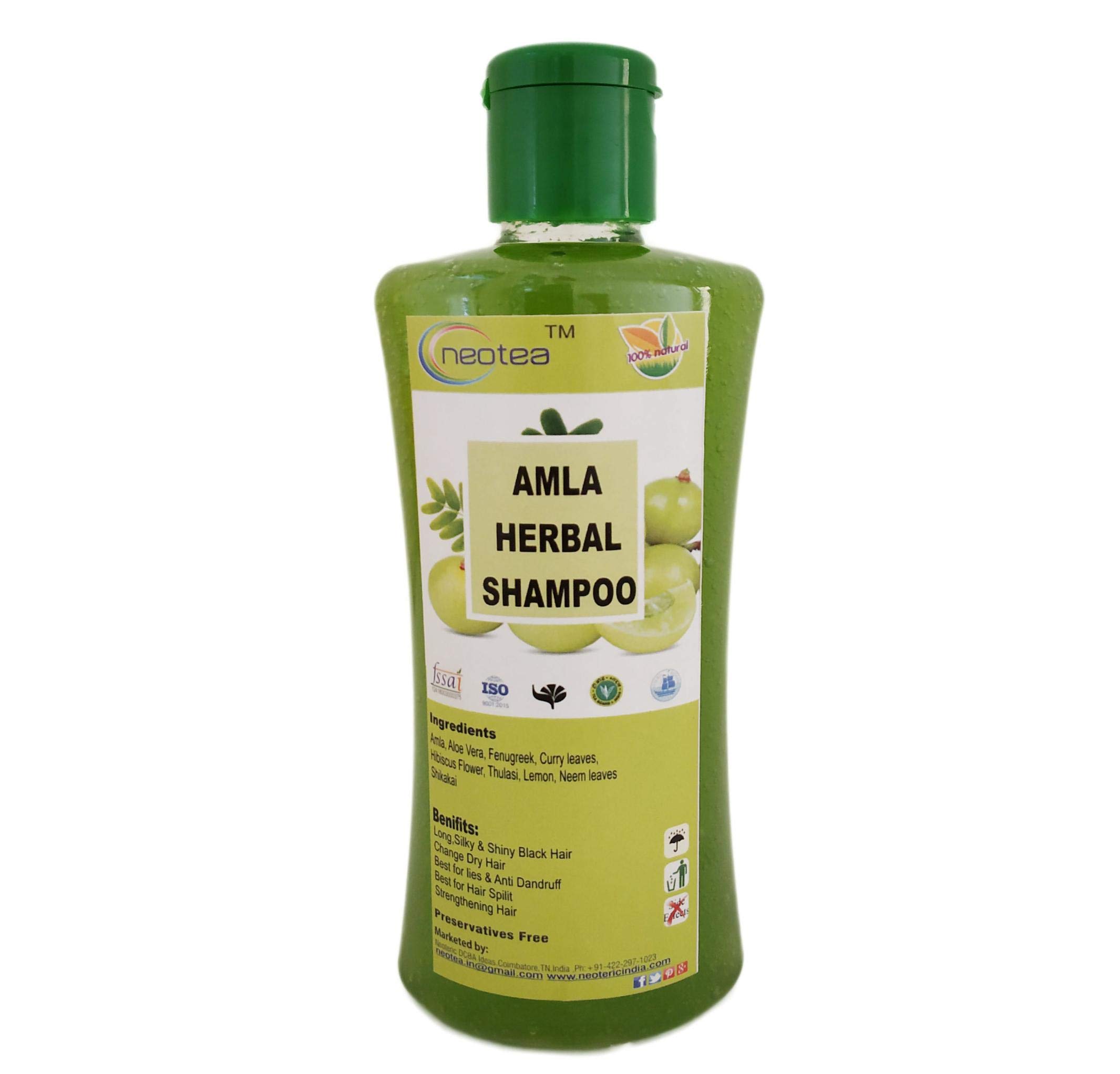 Neotea Amla Herbal Shampoo 250ml – Prevents Hair Fall & Damage, Strengthens Hair Roots, Nourishes & Promotes Healthy Hair Growth – Chemical-Free, Natural Ingredients